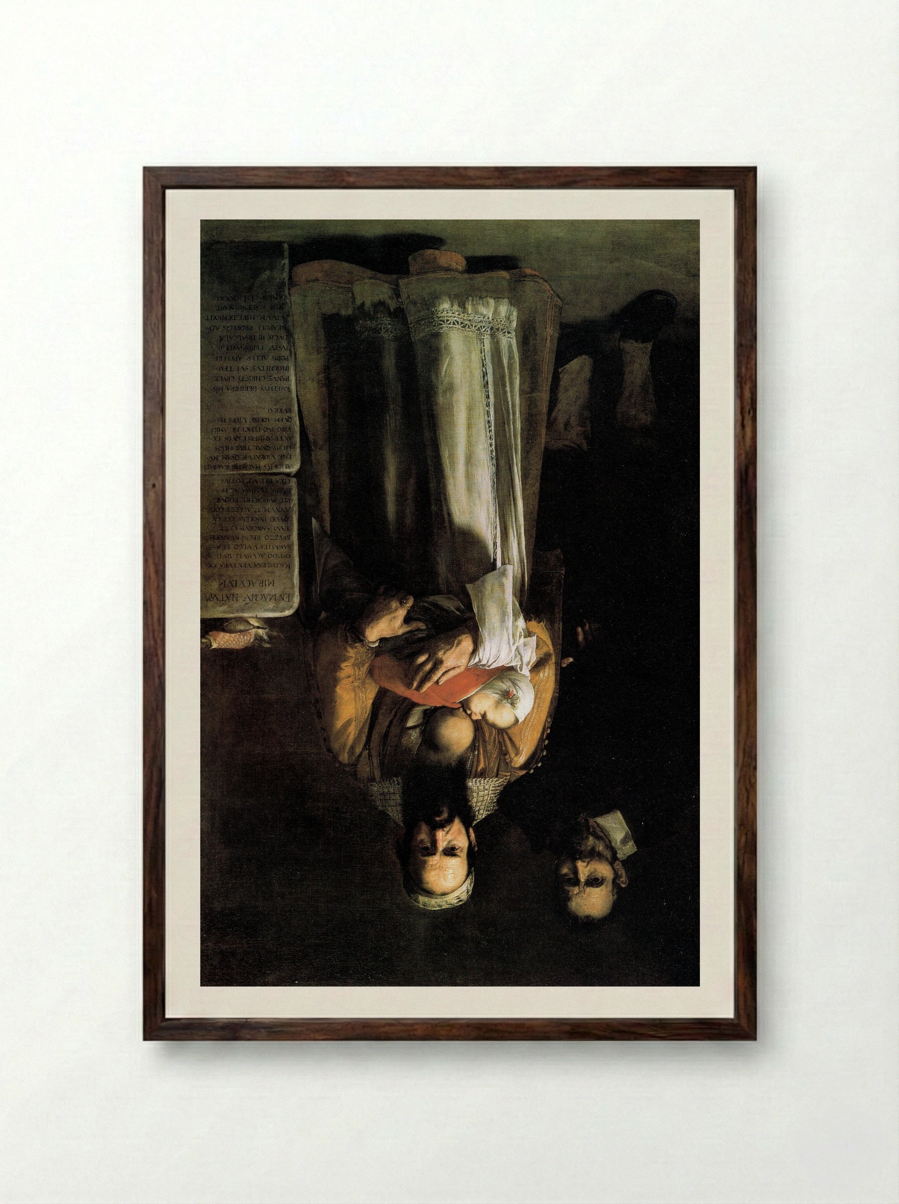 Magdalena Ventura with Her Husband and Son - Jusepe de Ribera - Framed Print Dark Wood