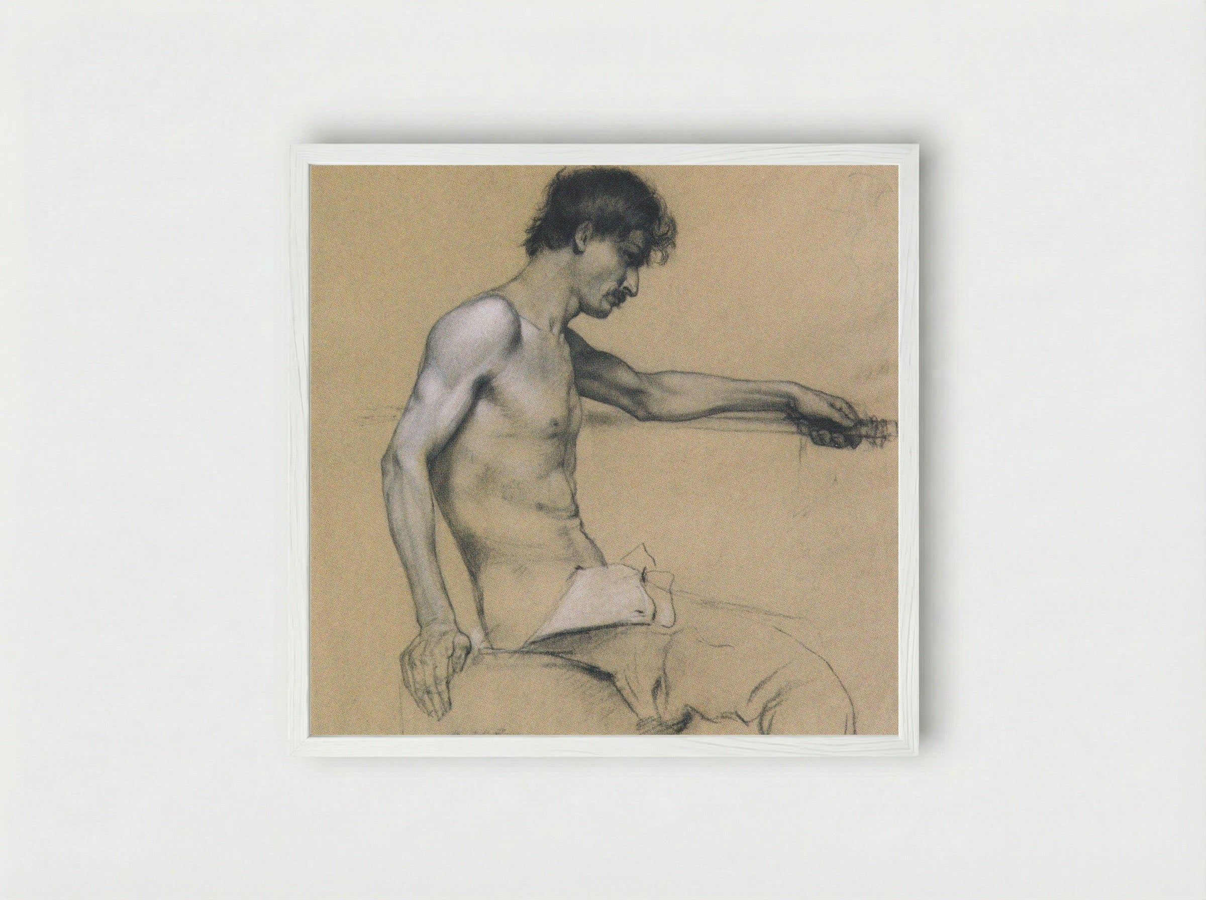 Male Nude Study - Koloman Moser - Framed Print White