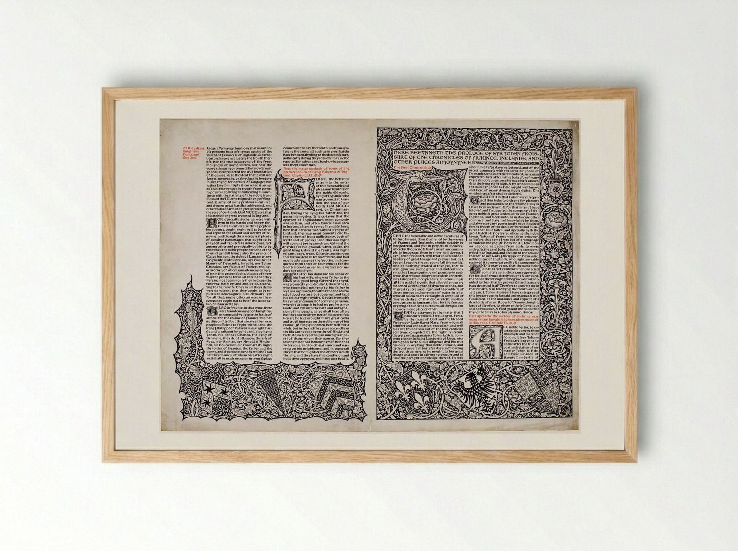 Leaf of a Projected Edition of Froissart - William Morris - Framed Print Wood