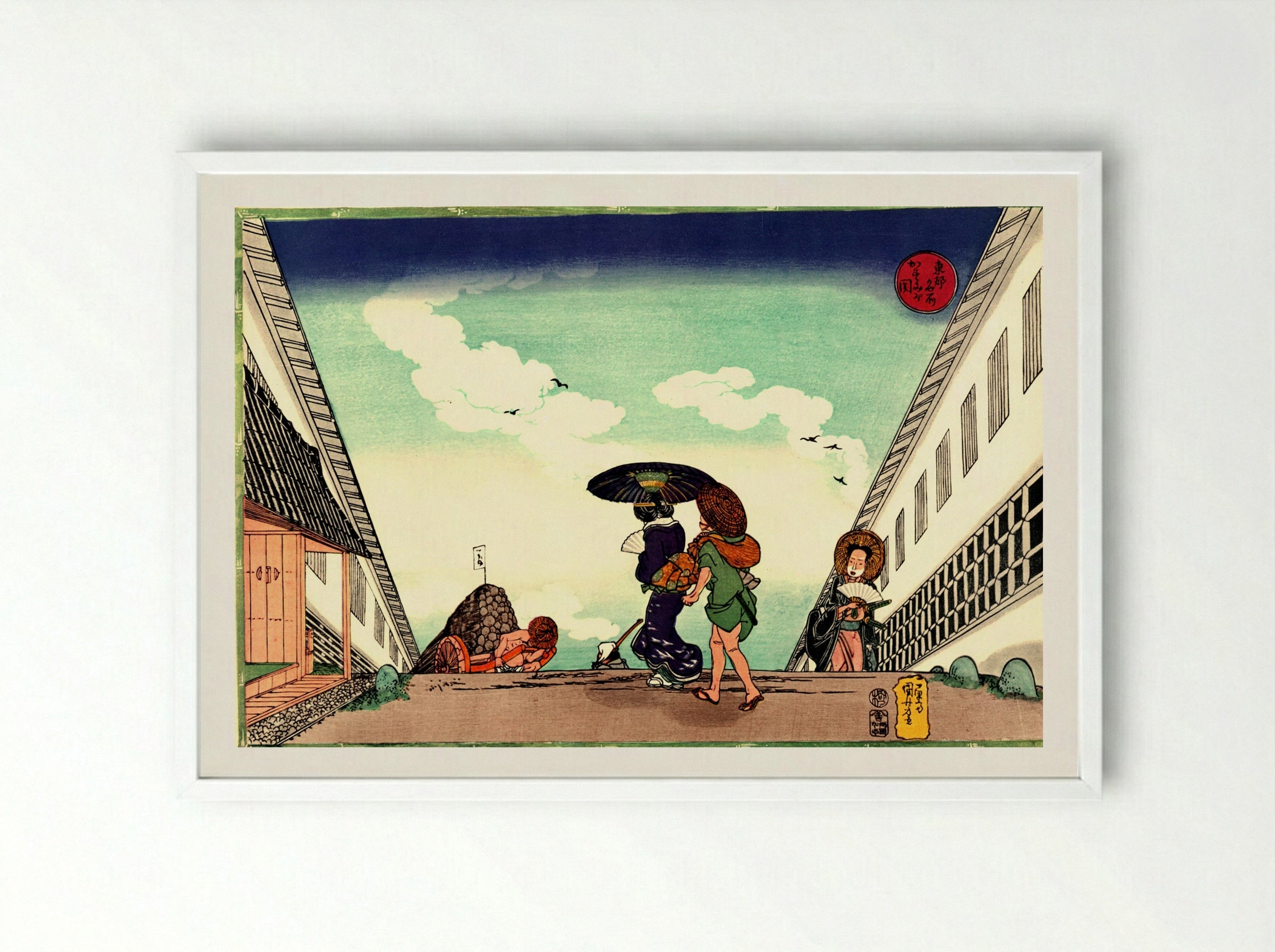 High Noon at Kasumigaseki - Utagawa Kuniyoshi - Framed Print White