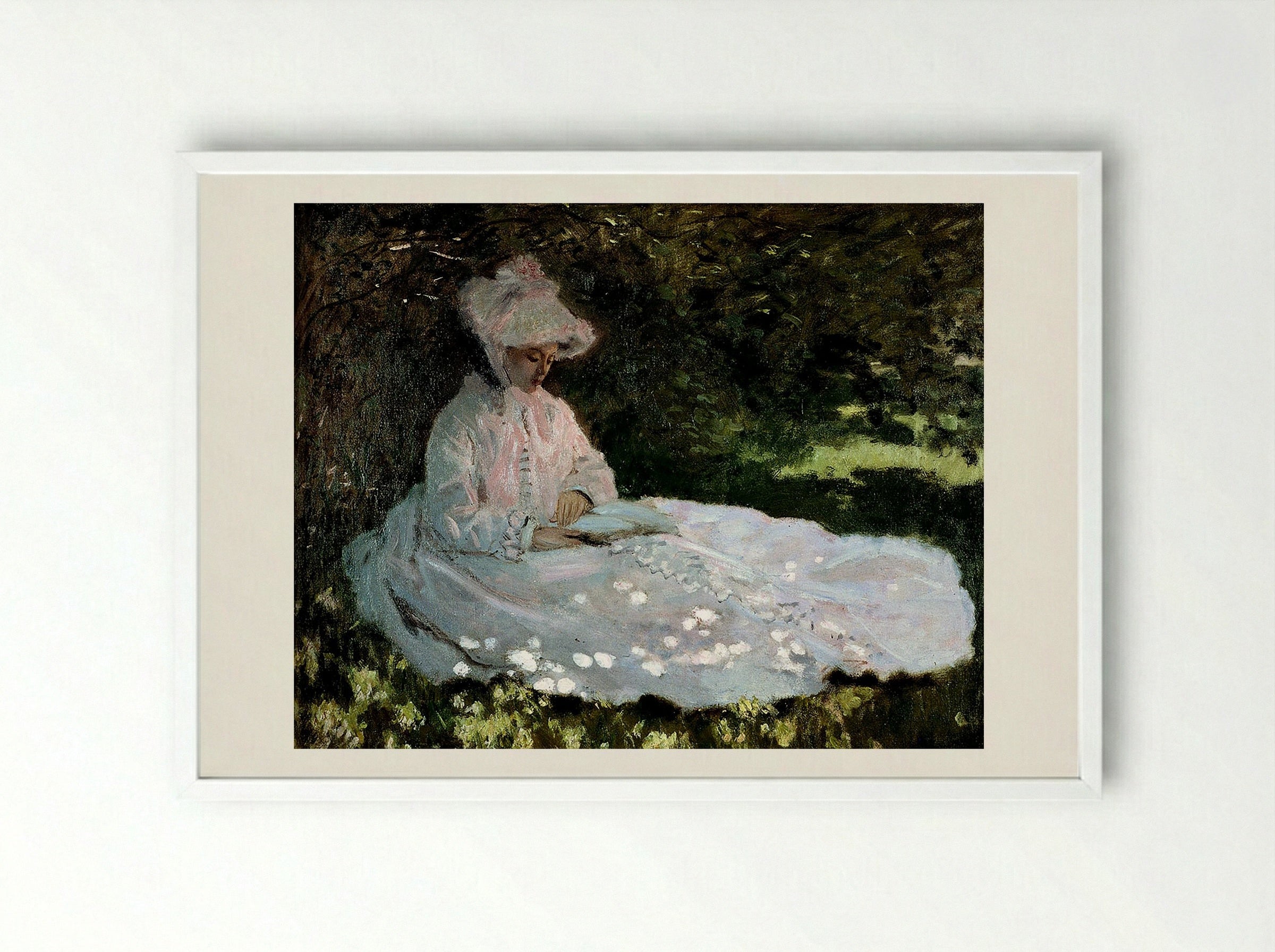 A Woman Reading - Berthe Morisot - Framed Print White