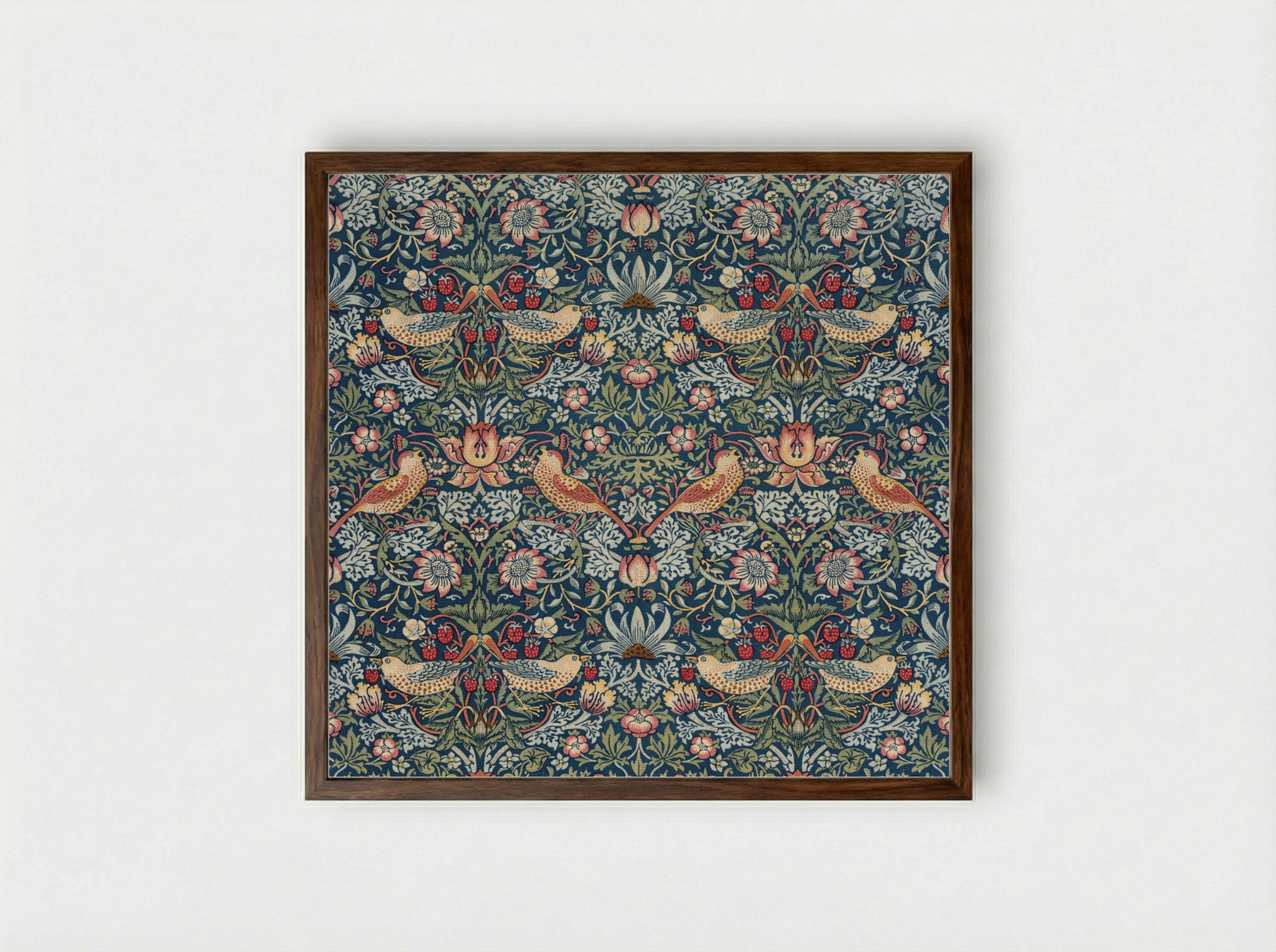 Strawberry Thief - William Morris - Framed Print Dark Wood