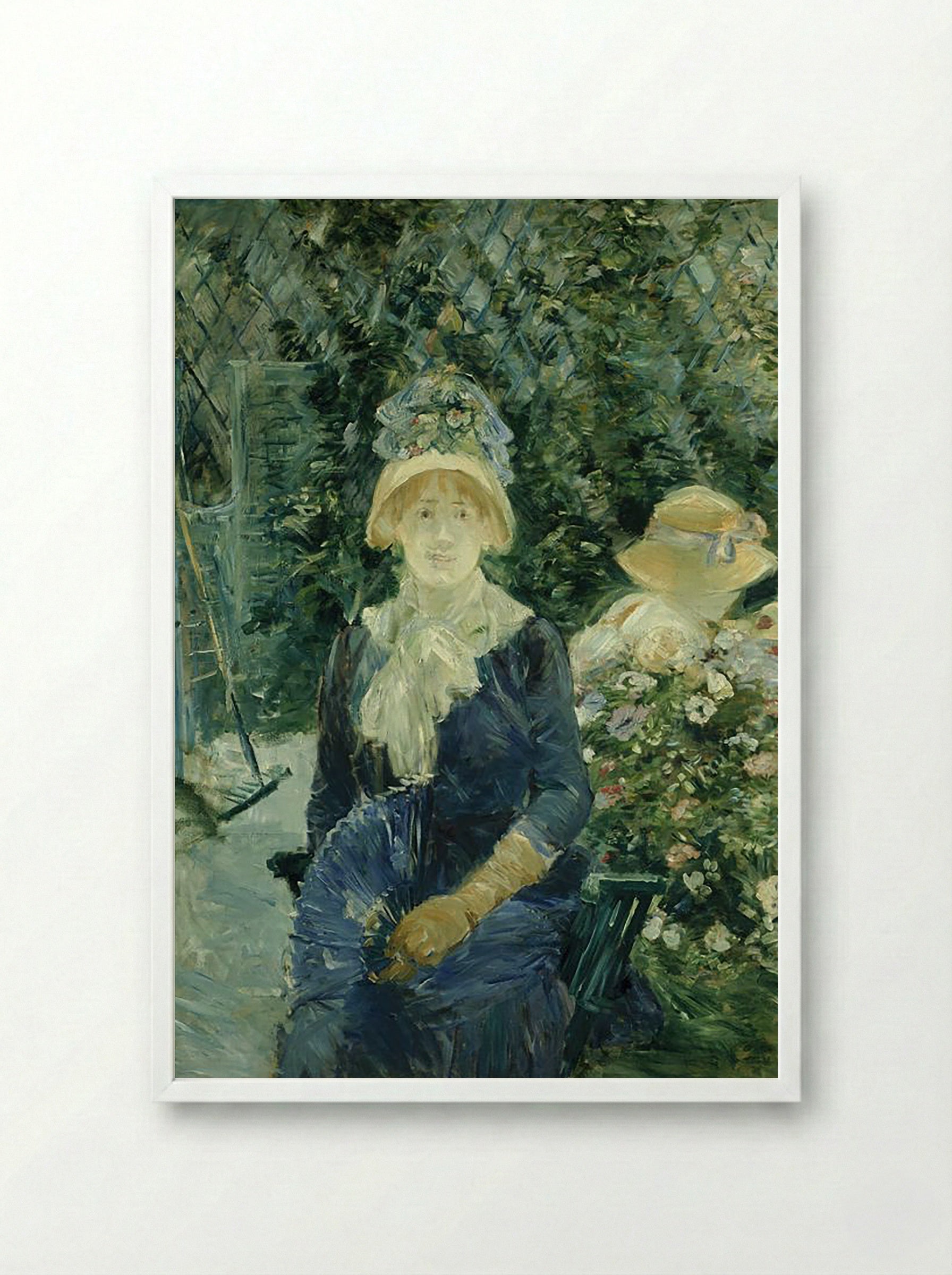 Woman in a Garden - Berthe Morisot - Framed Print White