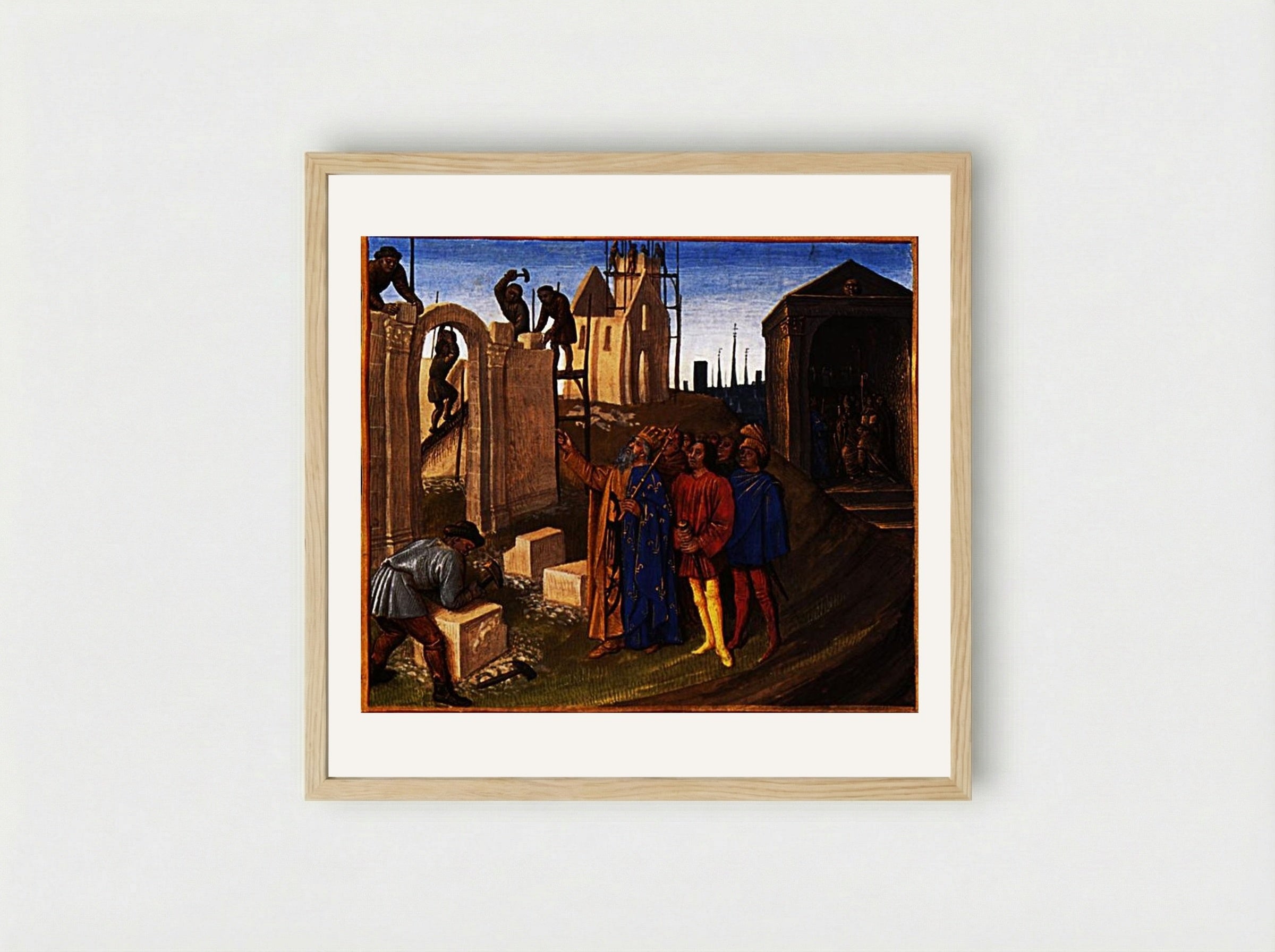 Charlemagne as a Builder - Jean Fouquet - Framed Print Wood