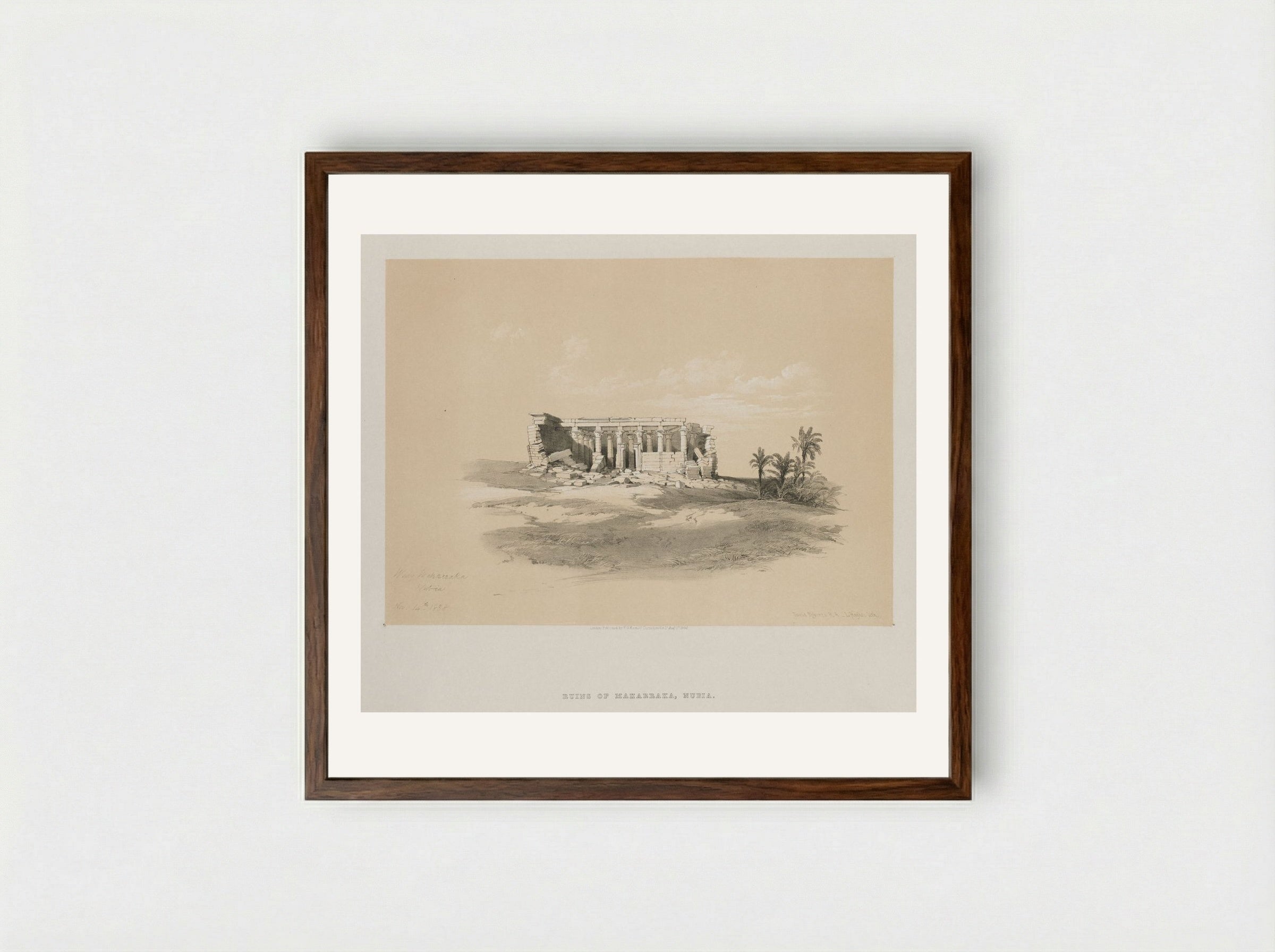 Ruins of Maharraka, Nubia - Louis Haghe - Framed Print Dark Wood