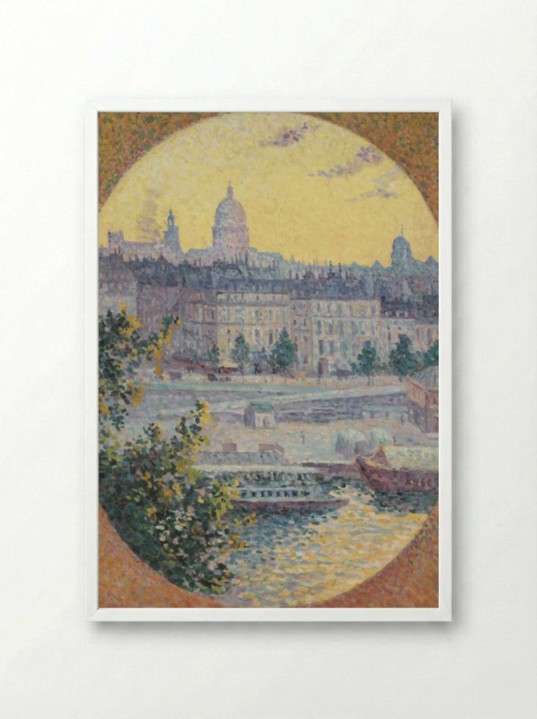 Le Quai Montebello Et La Colline Sainte-geneviève, Paris - Maximilien Luce - Framed Print White