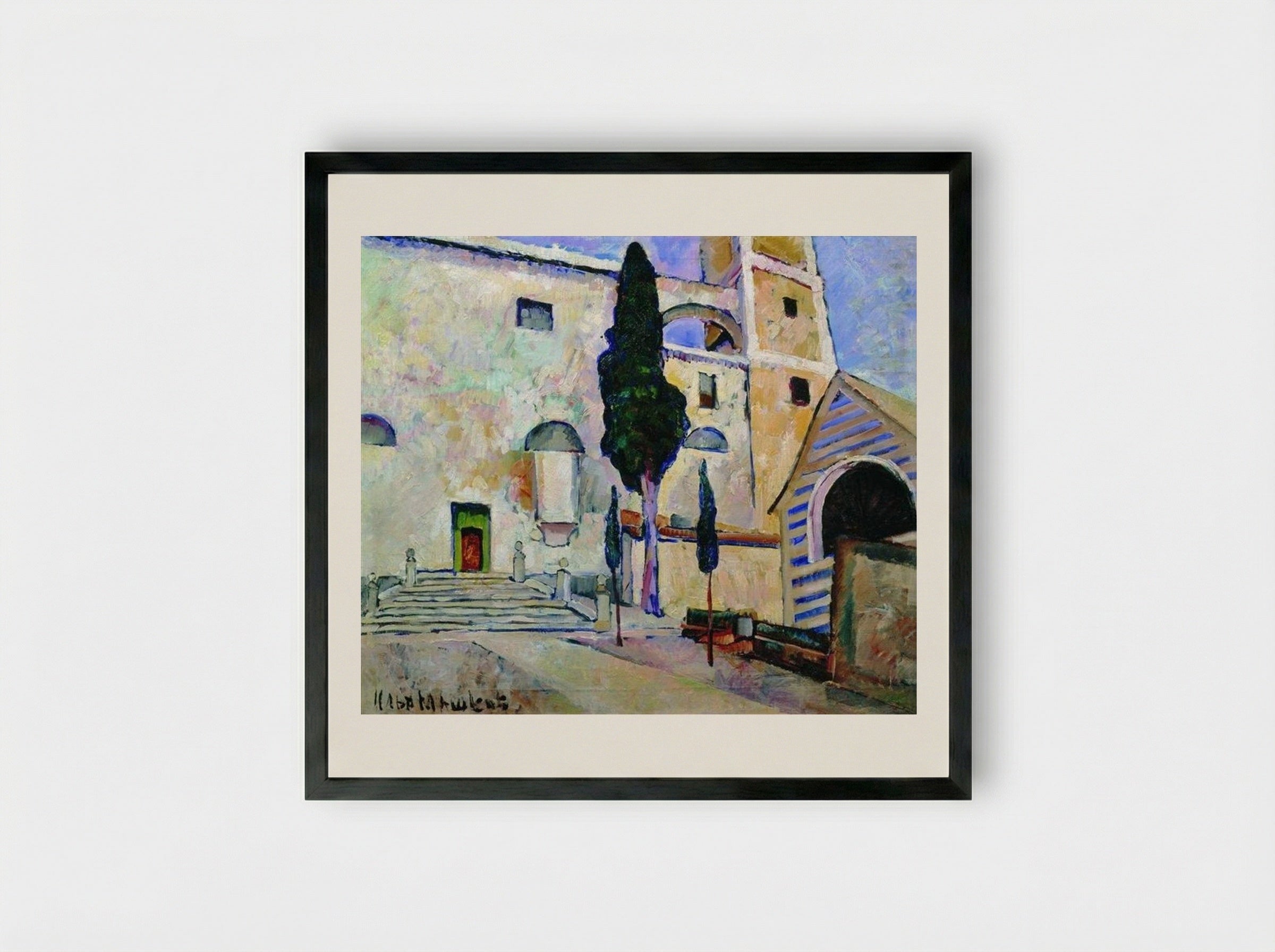 Cypress in the Cathedral Walls, Italy - Ilya Mashkov - Framed Print Black