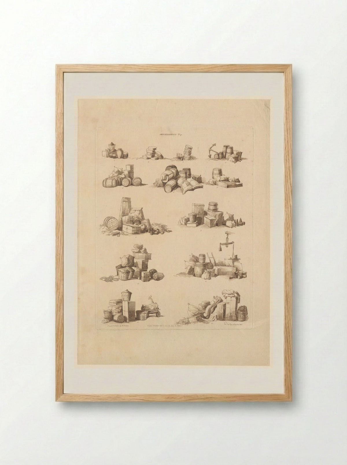 Dertien stapels met diverse containers - John Hill - Framed Print Wood