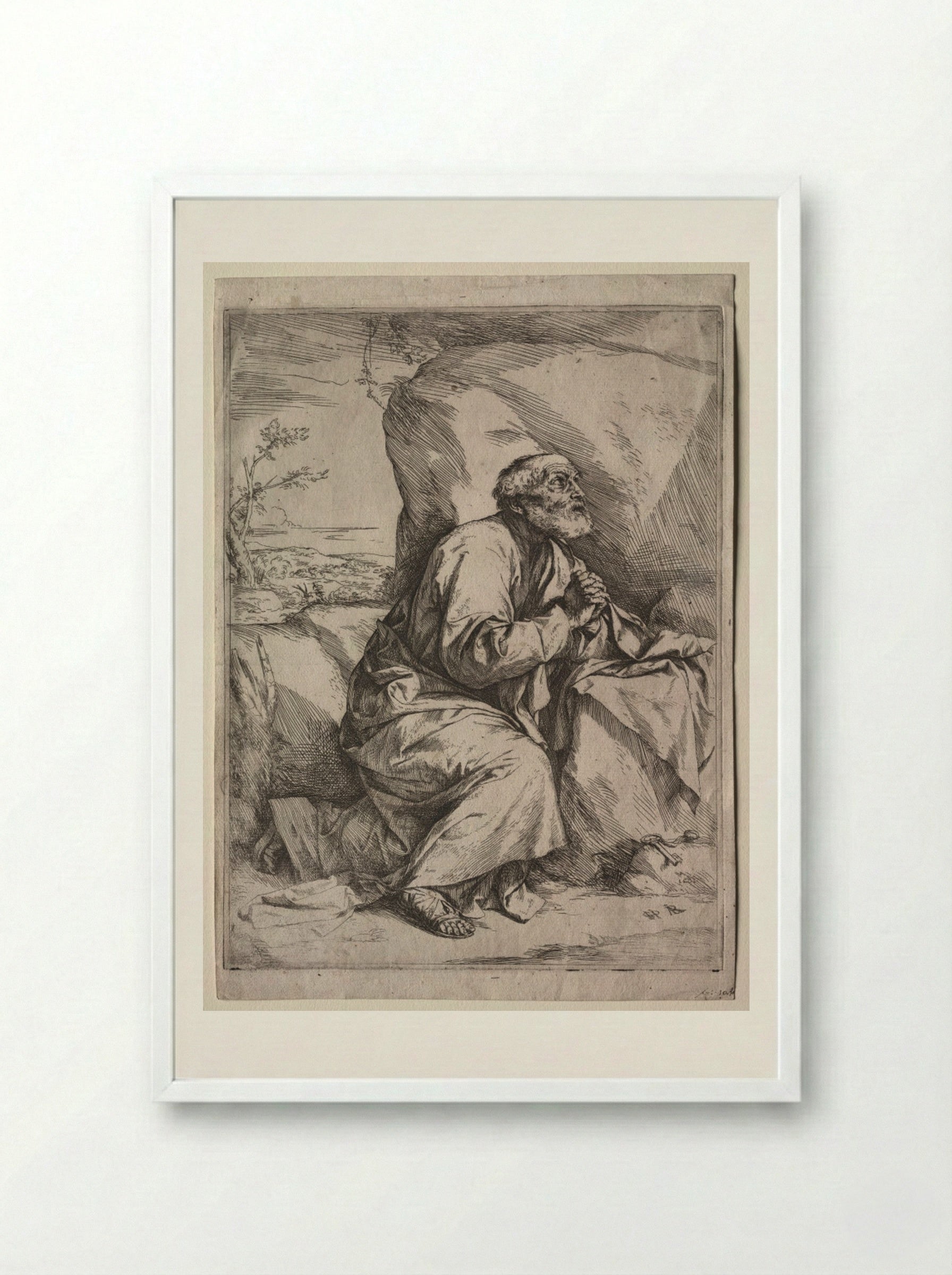 The Penitent St. Peter - Jusepe de Ribera - Framed Print White