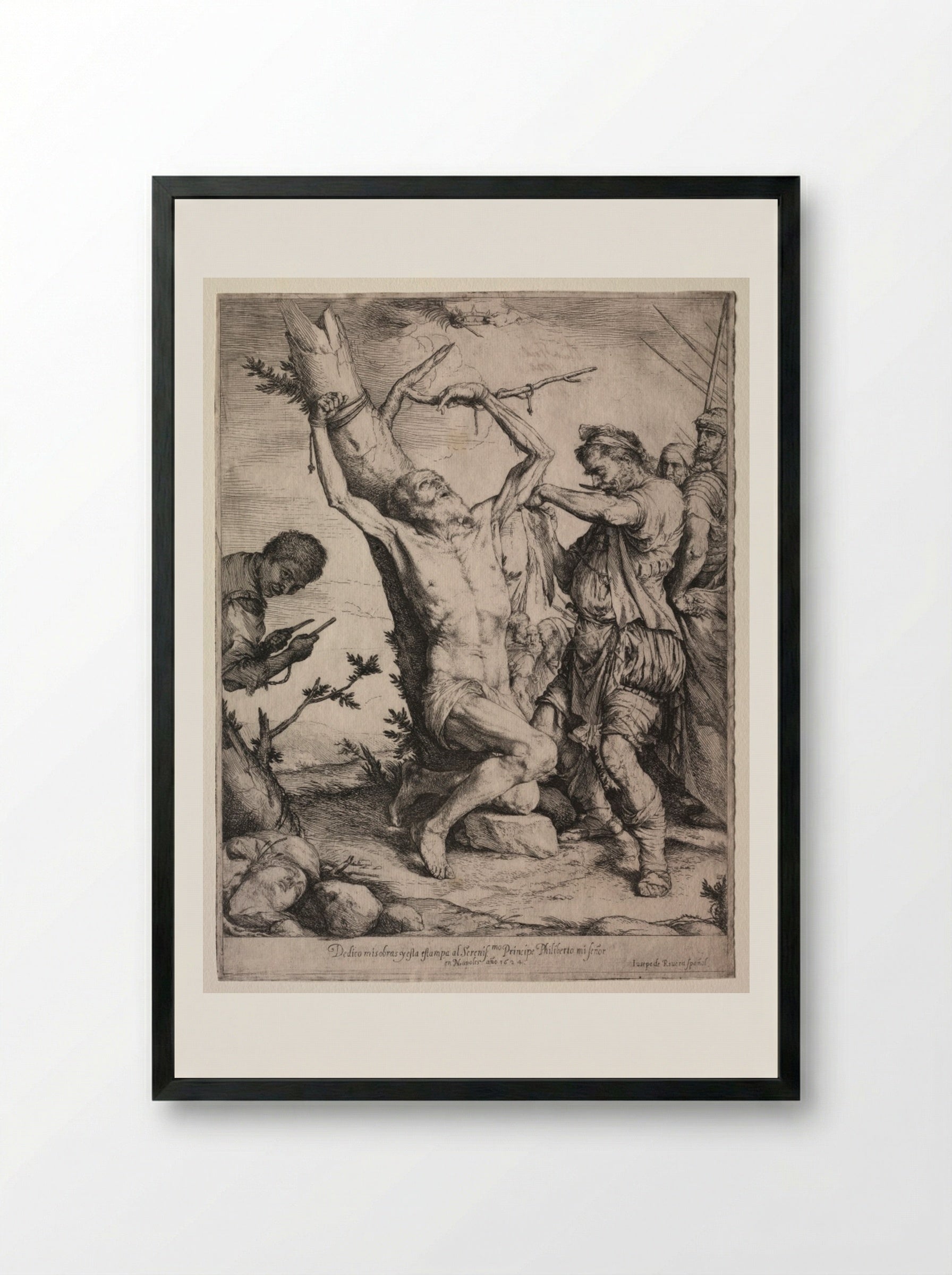 The Martyrdom of St. Bartholomew - Jusepe de Ribera - Framed Print Black