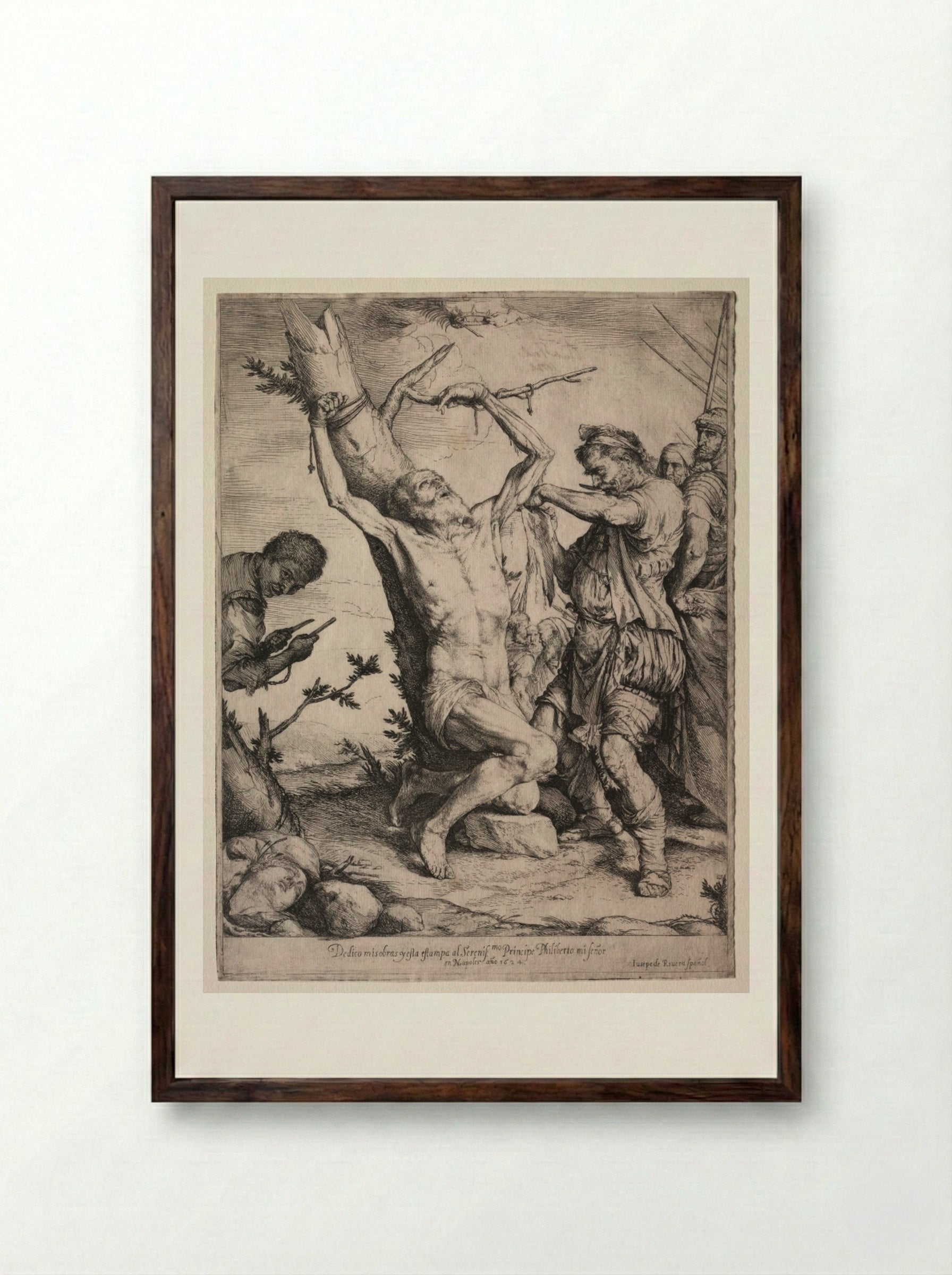 The Martyrdom of St. Bartholomew - Jusepe de Ribera - Framed Print Dark Wood
