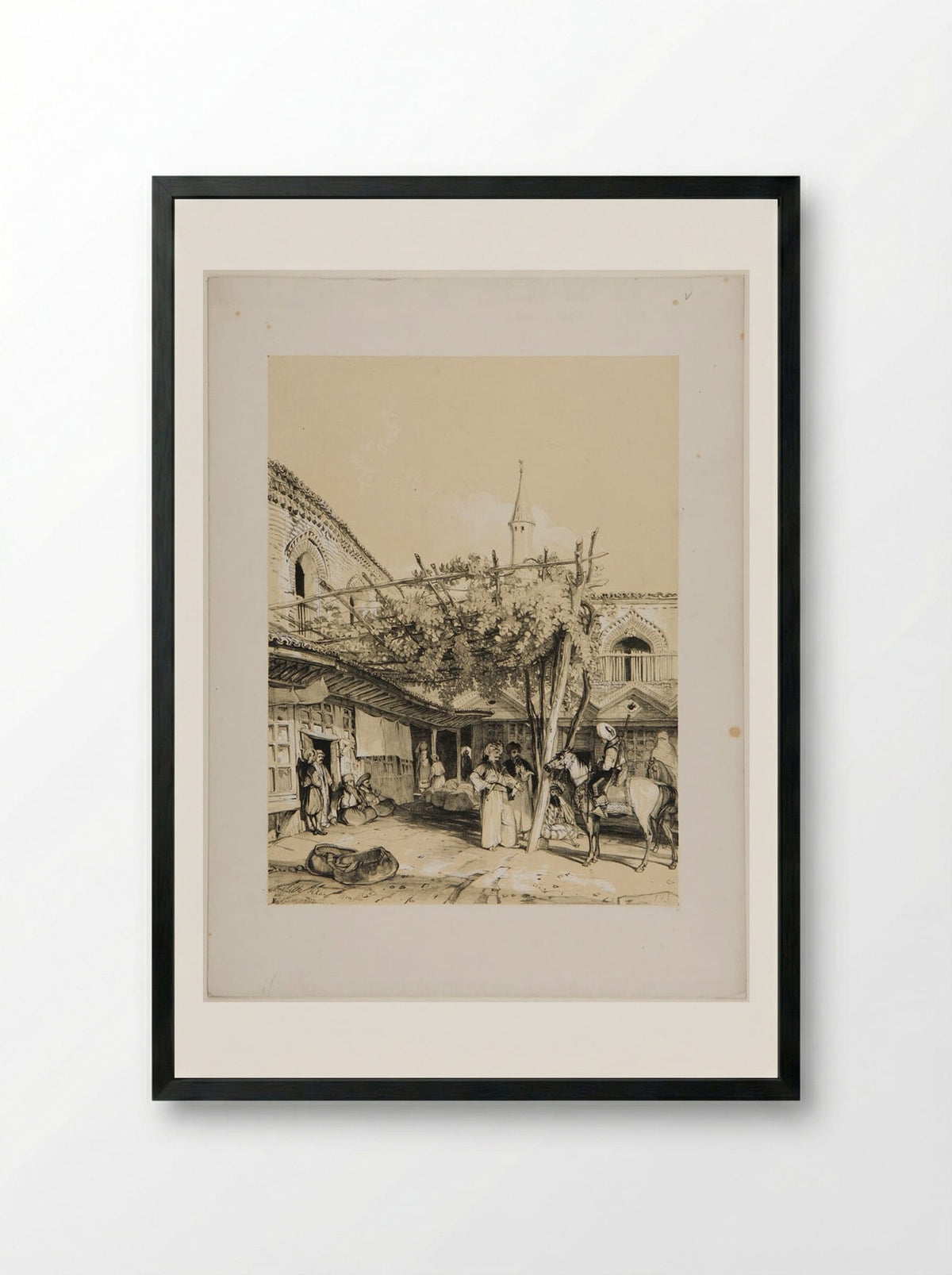 Silk Khan, Brusa - John Frederick Lewis - Framed Print Black