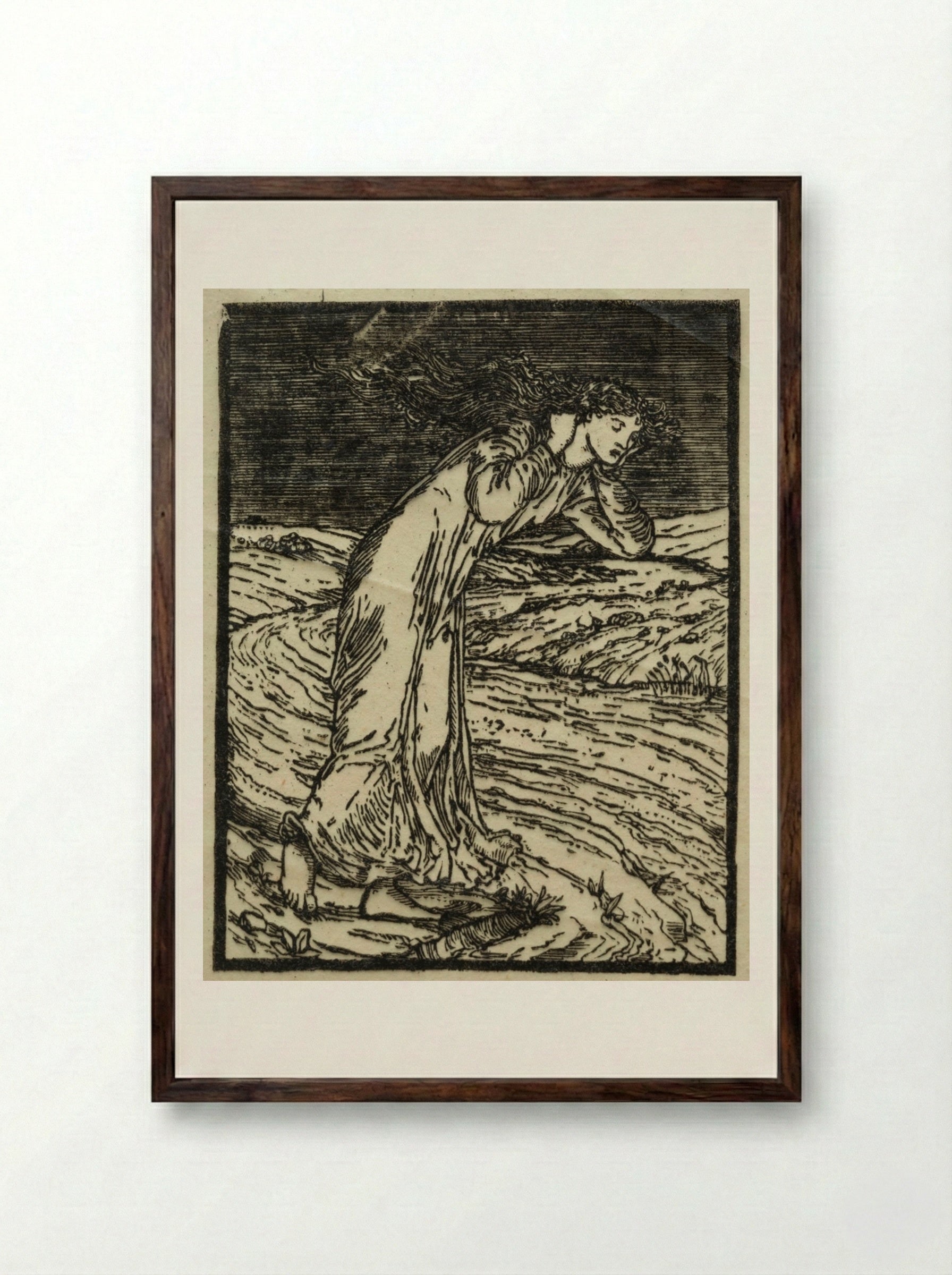 Psyche Throwing Herself into the River - William Morris - Framed Print Dark Wood