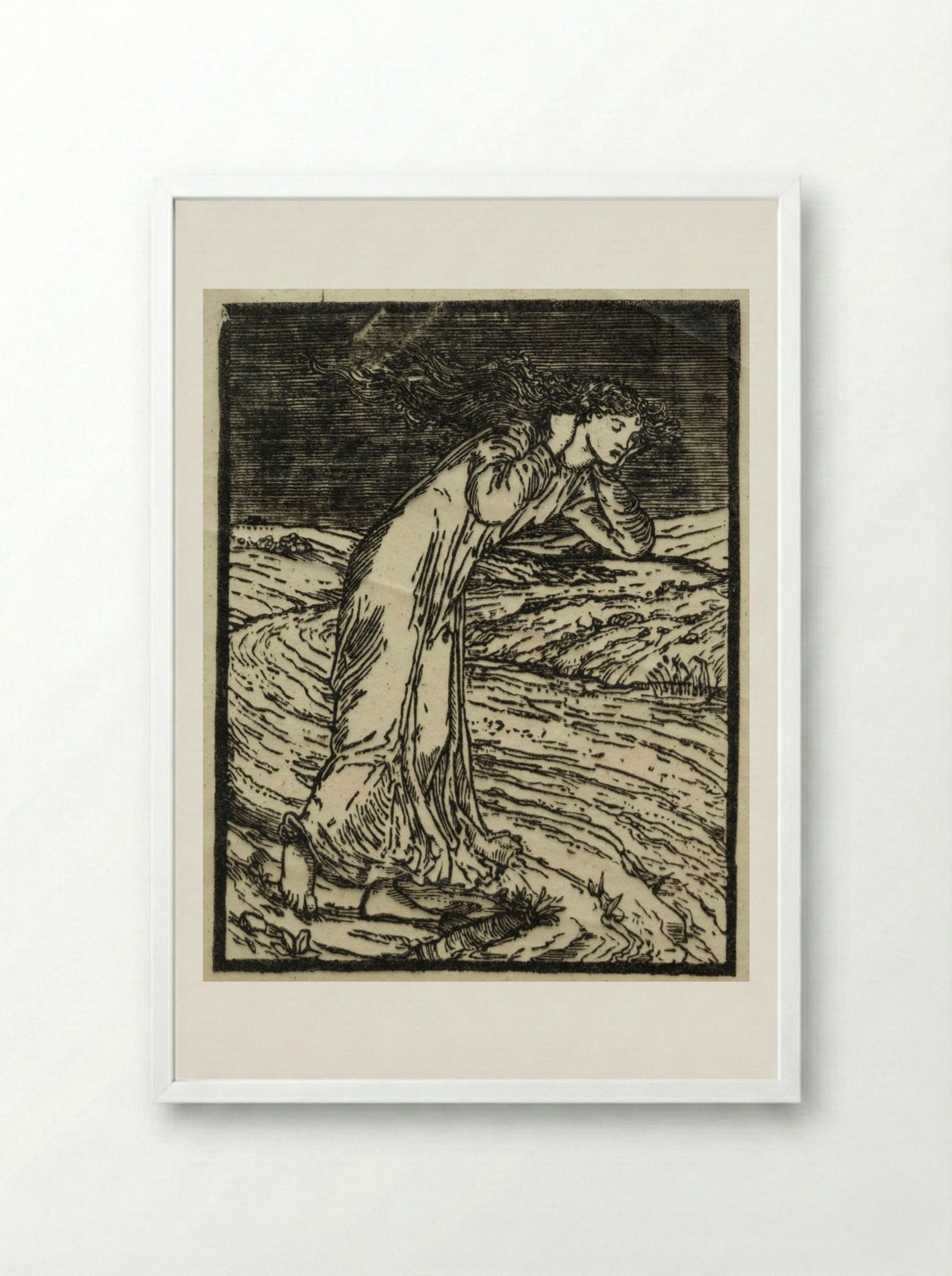 Psyche Throwing Herself into the River - William Morris - Framed Print White