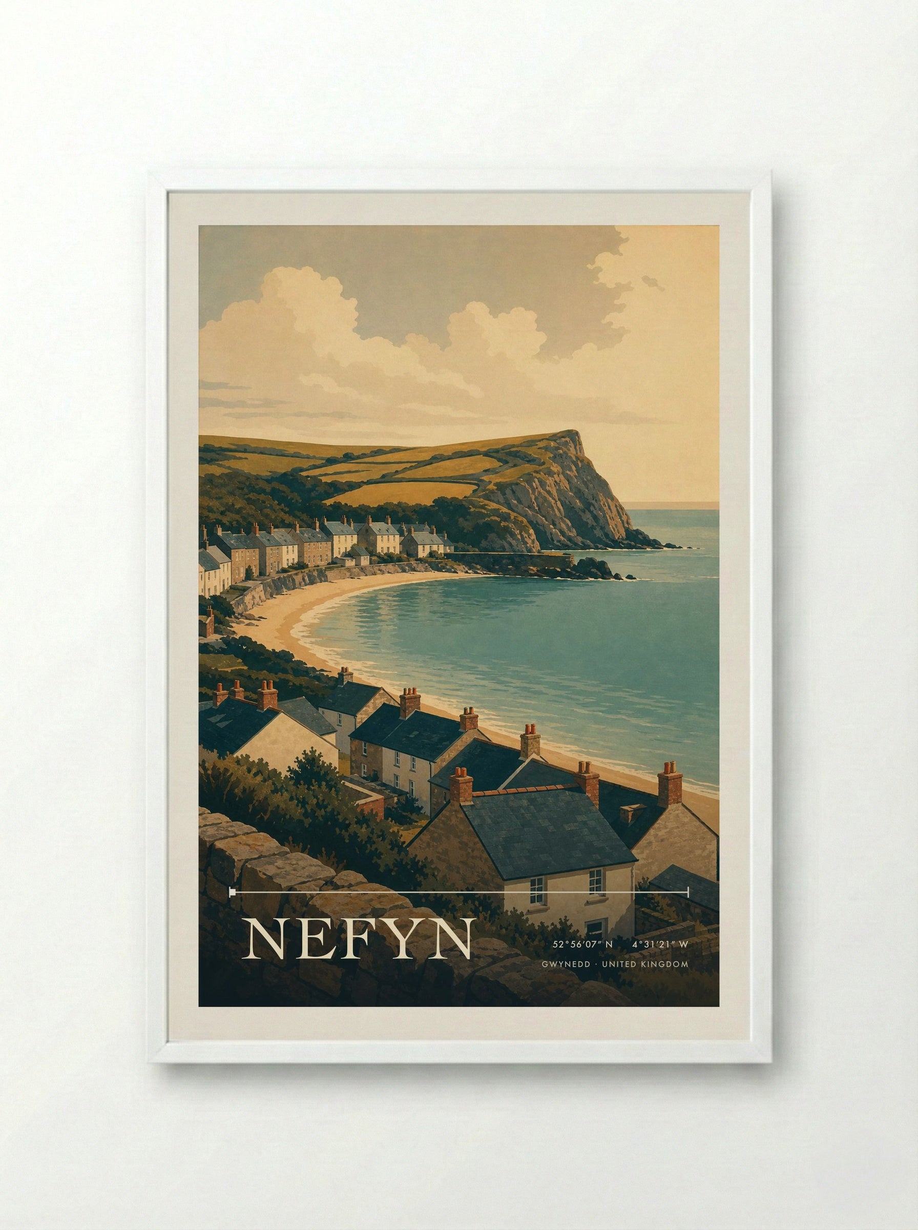 Nefyn Gwynedd United Kingdom Travel Poster - Framed Print White