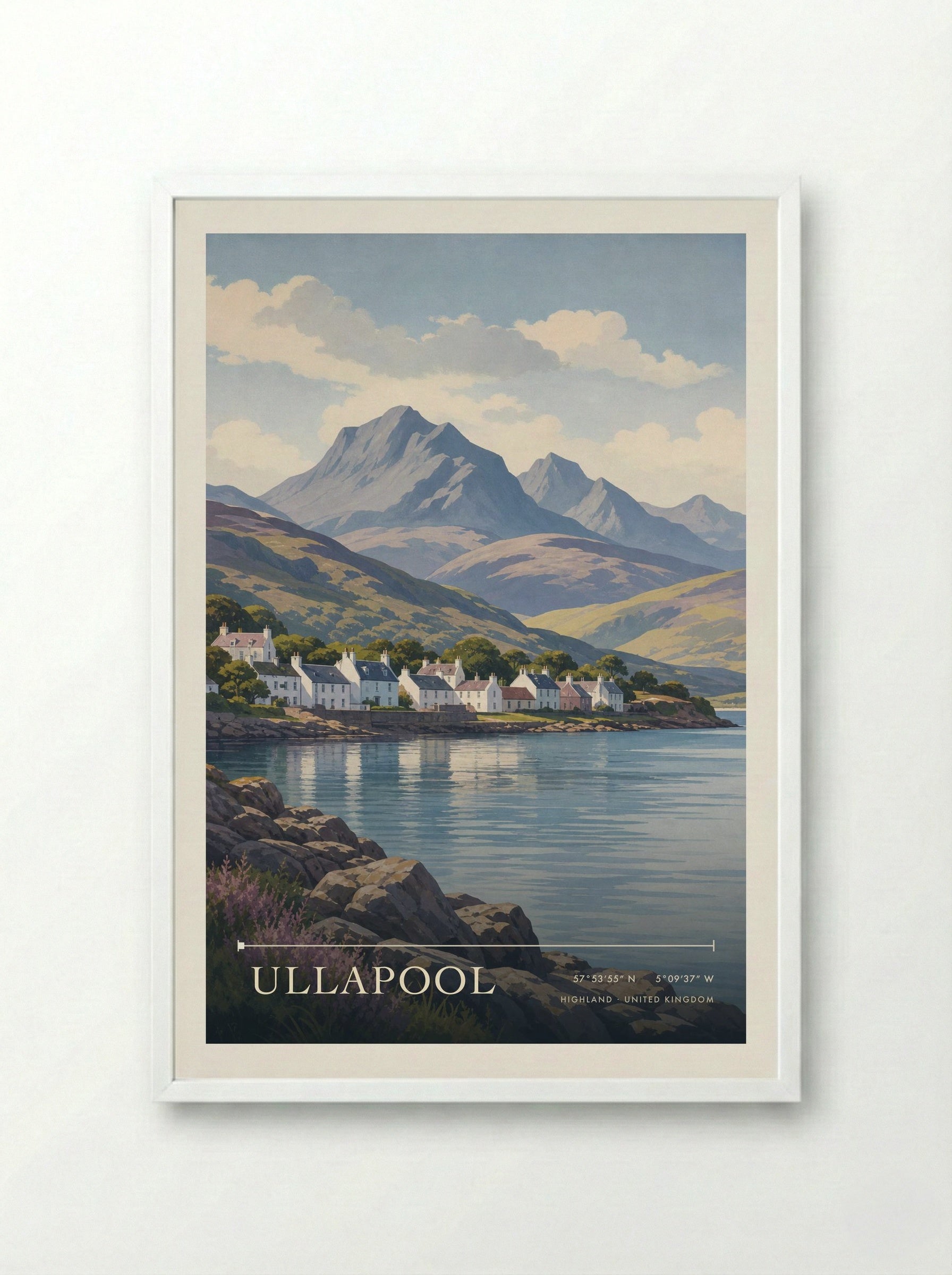 Ullapool Highland United Kingdom Travel Poster - Framed Print White