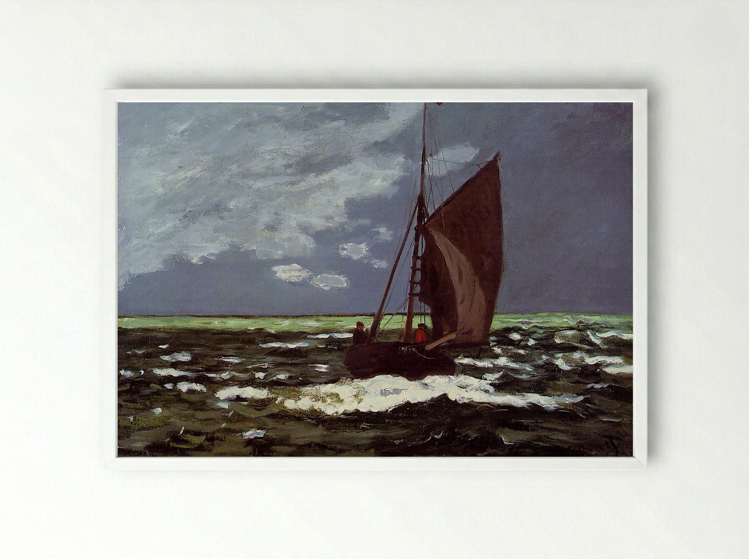 Stormy Seascape - Eugène Boudin - Framed Print White
