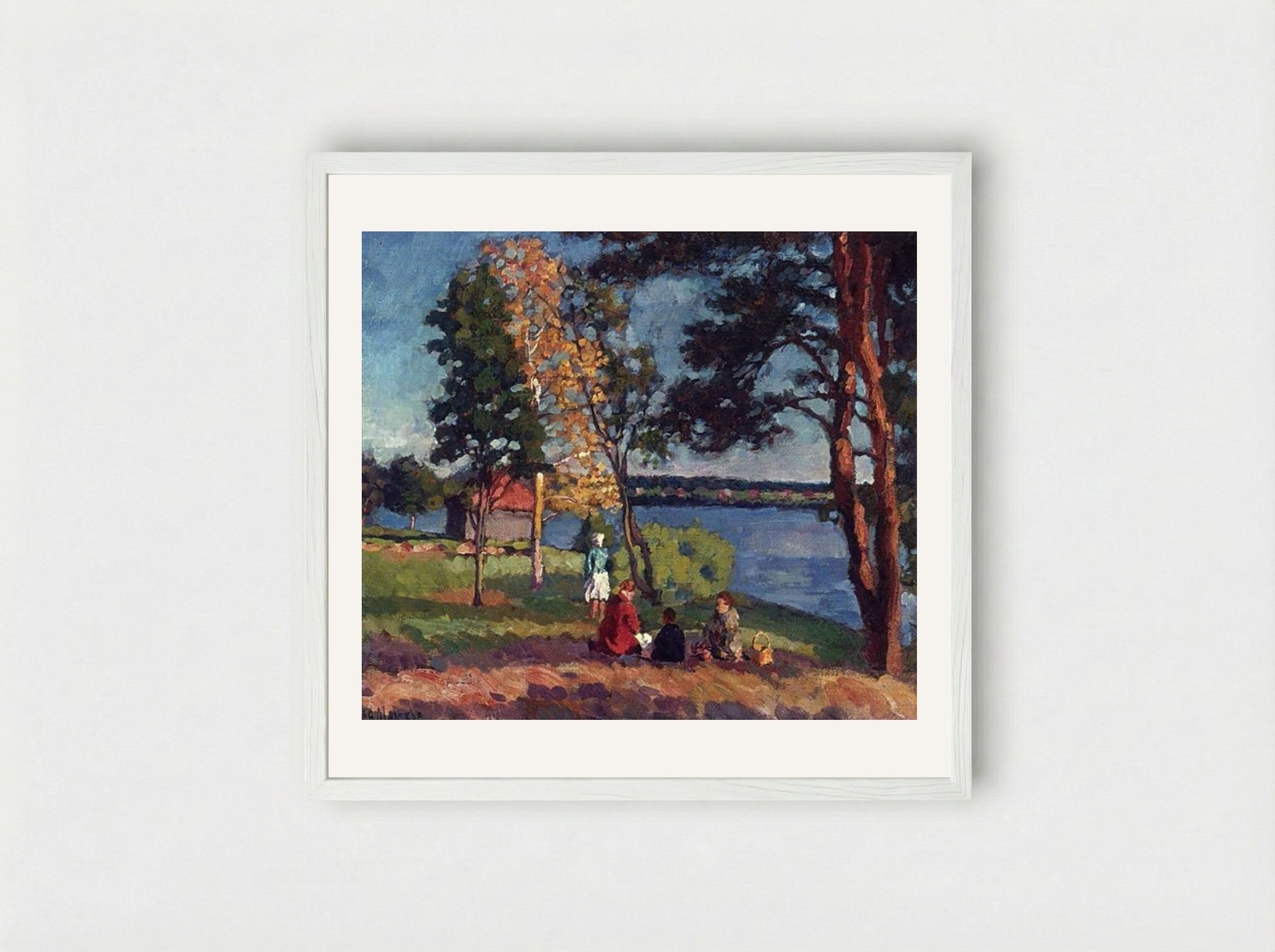 Bank of the Neva. Evening - Ilya Mashkov - Framed Print White