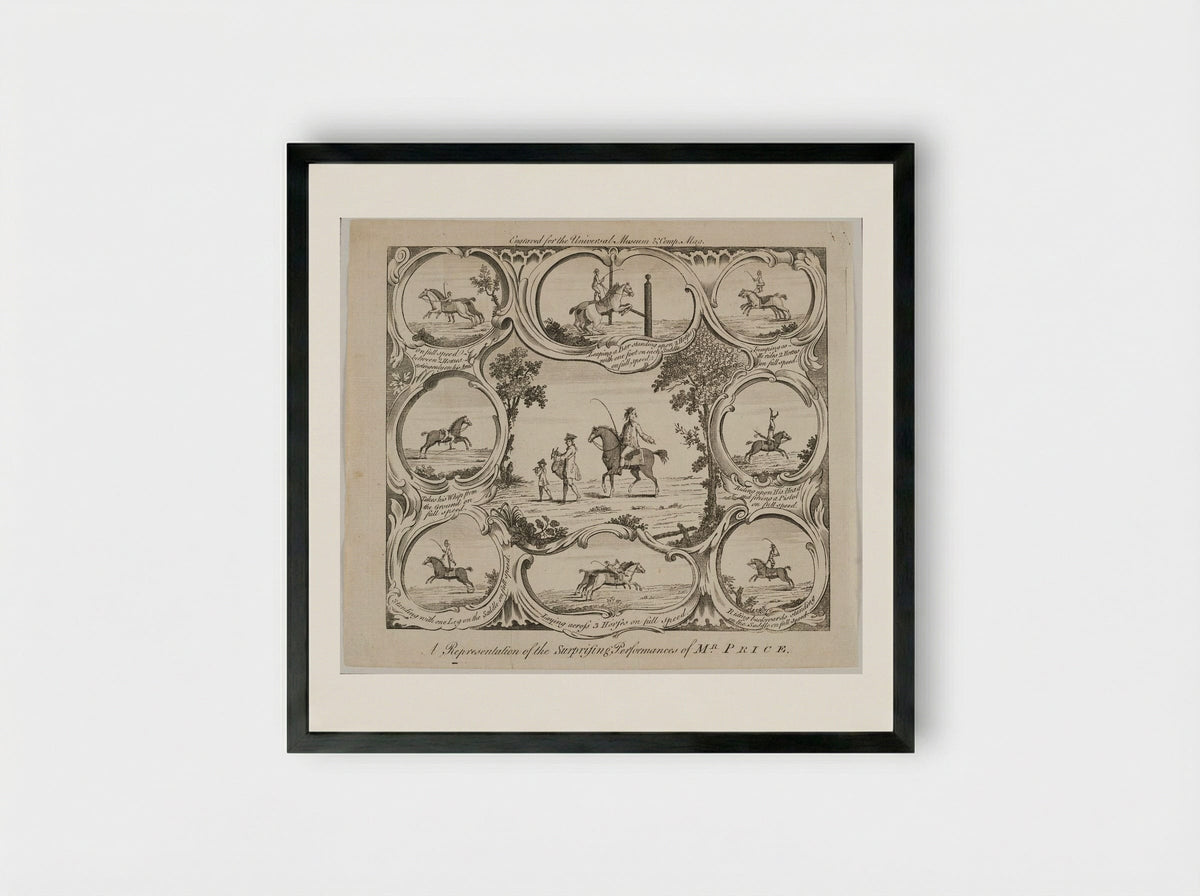A Representation of the Surprising Performances of Mr. Price - B. Cole - Framed Print Black