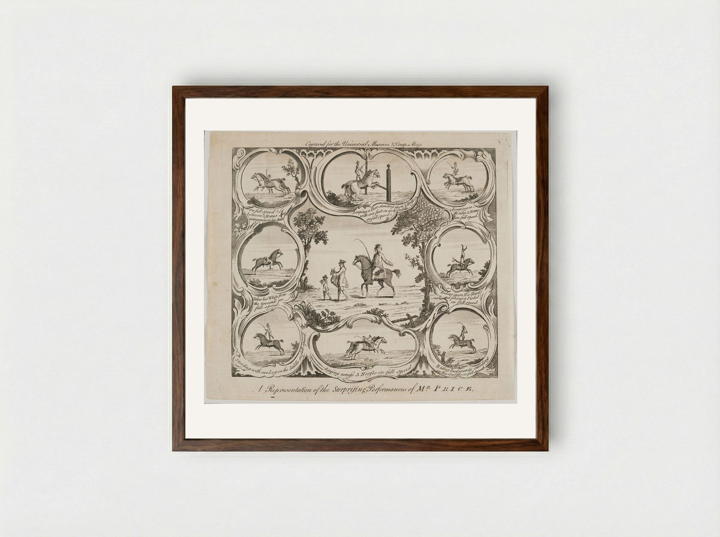 A Representation of the Surprising Performances of Mr. Price - B. Cole - Framed Print Dark Wood