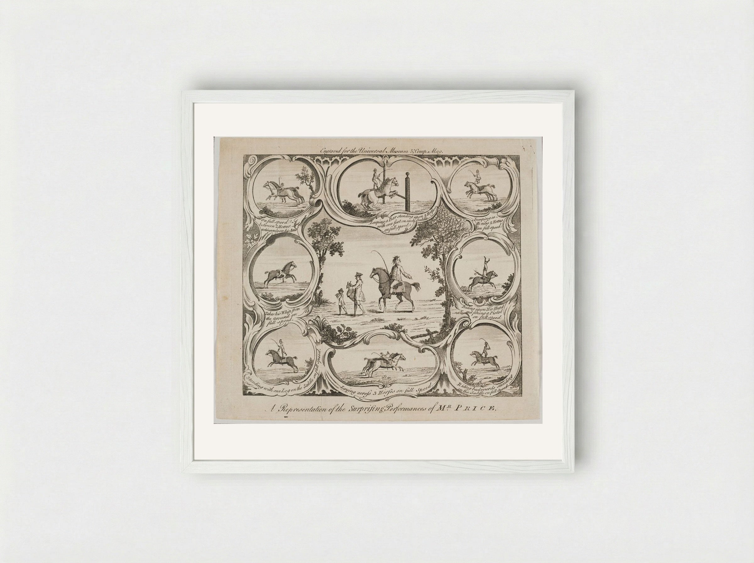 A Representation of the Surprising Performances of Mr. Price - B. Cole - Framed Print White
