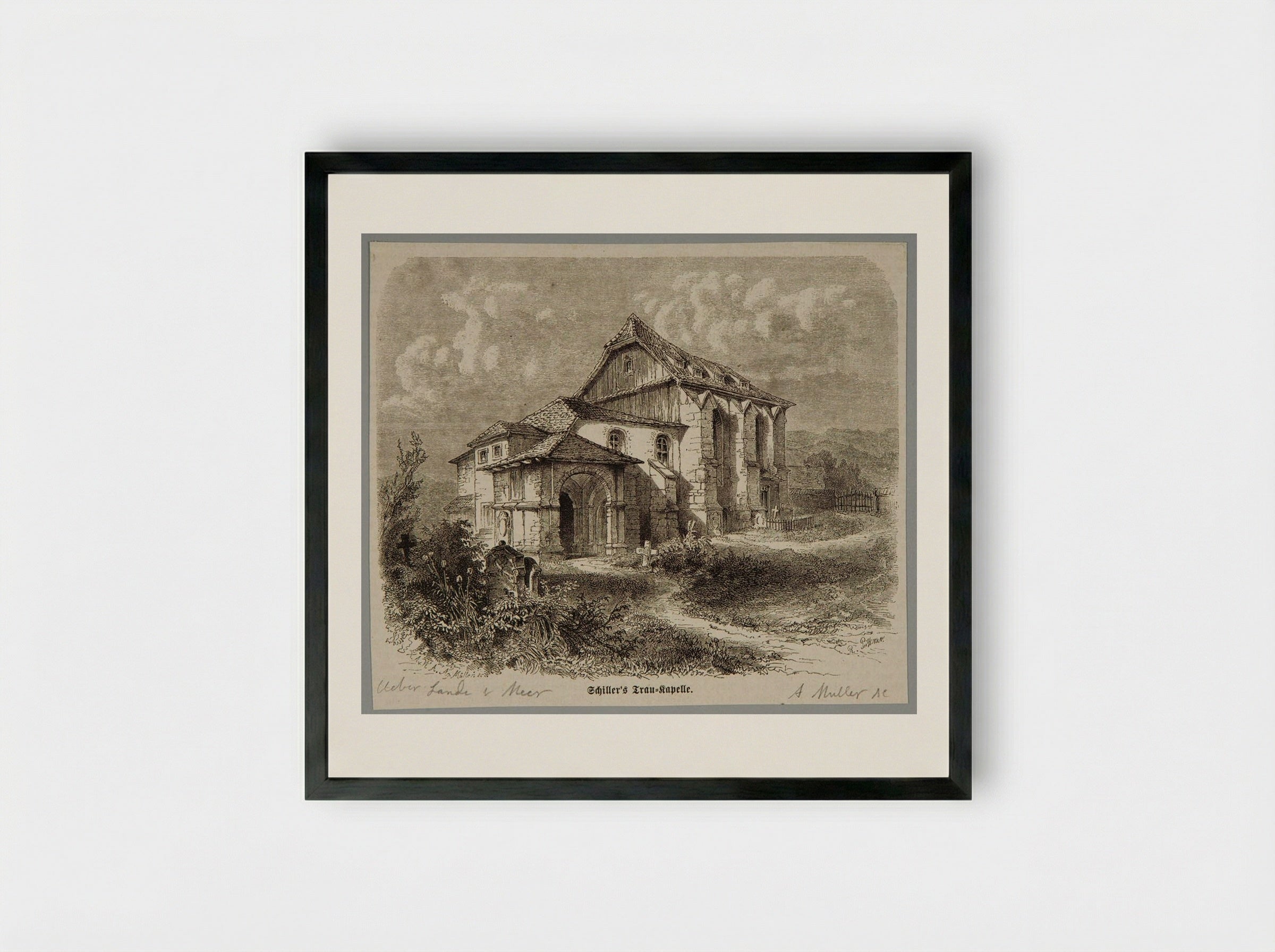 Schiller's Trau-Kapelle - A. Müller - Framed Print Black