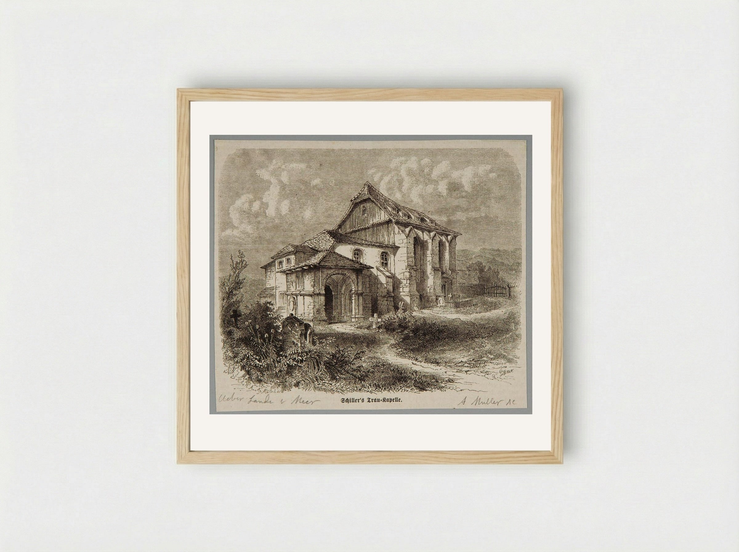 Schiller's Trau-Kapelle - A. Müller - Framed Print Wood