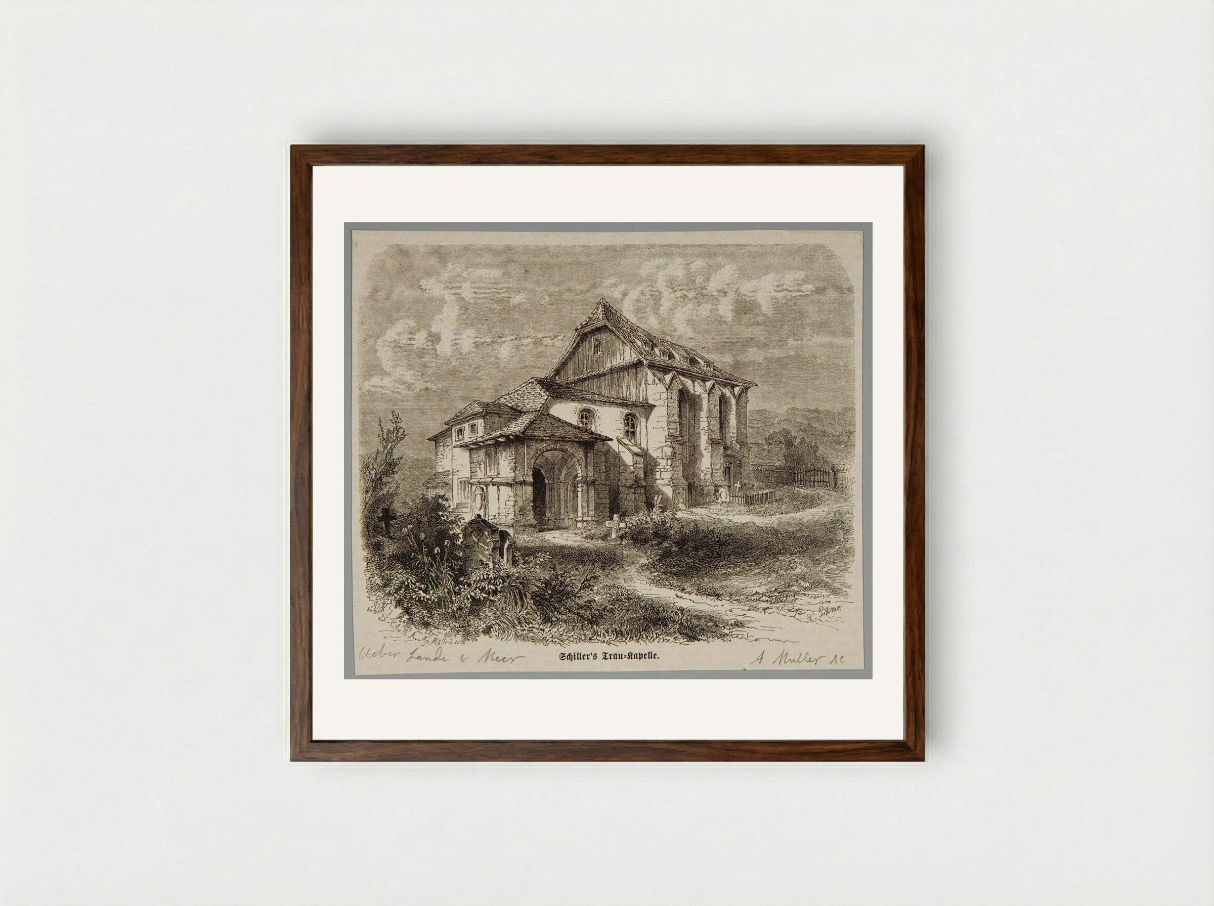 Schiller's Trau-Kapelle - A. Müller - Framed Print Dark Wood