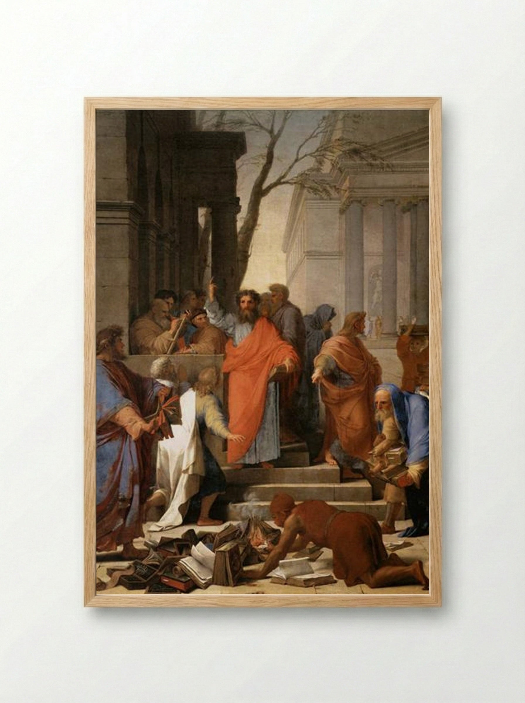The Preaching of St. Paul at Ephesus - Eustache Le Sueur - Framed Print Wood