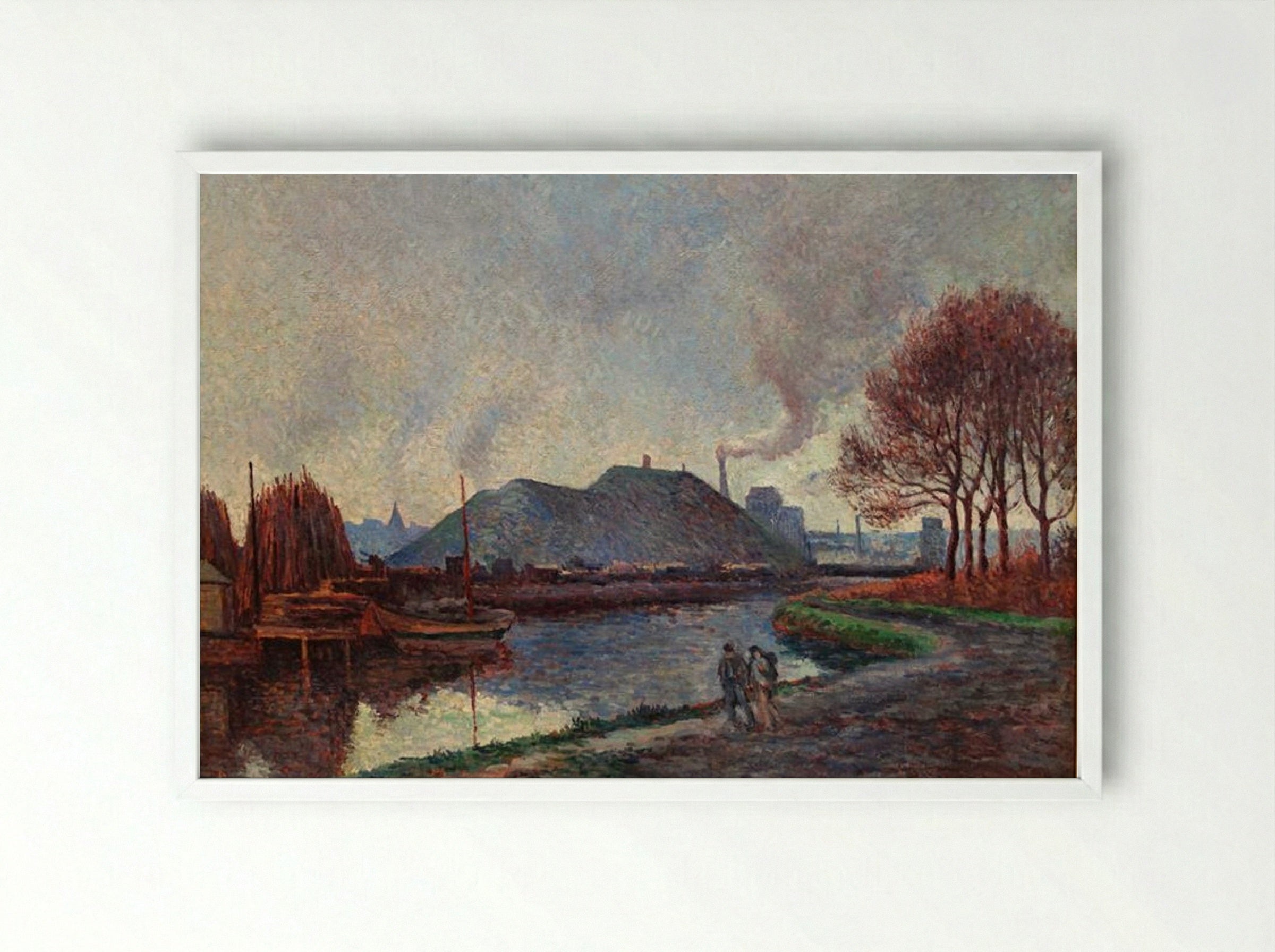 The River Sambre at Charleroi - Maximilien Luce - Framed Print White