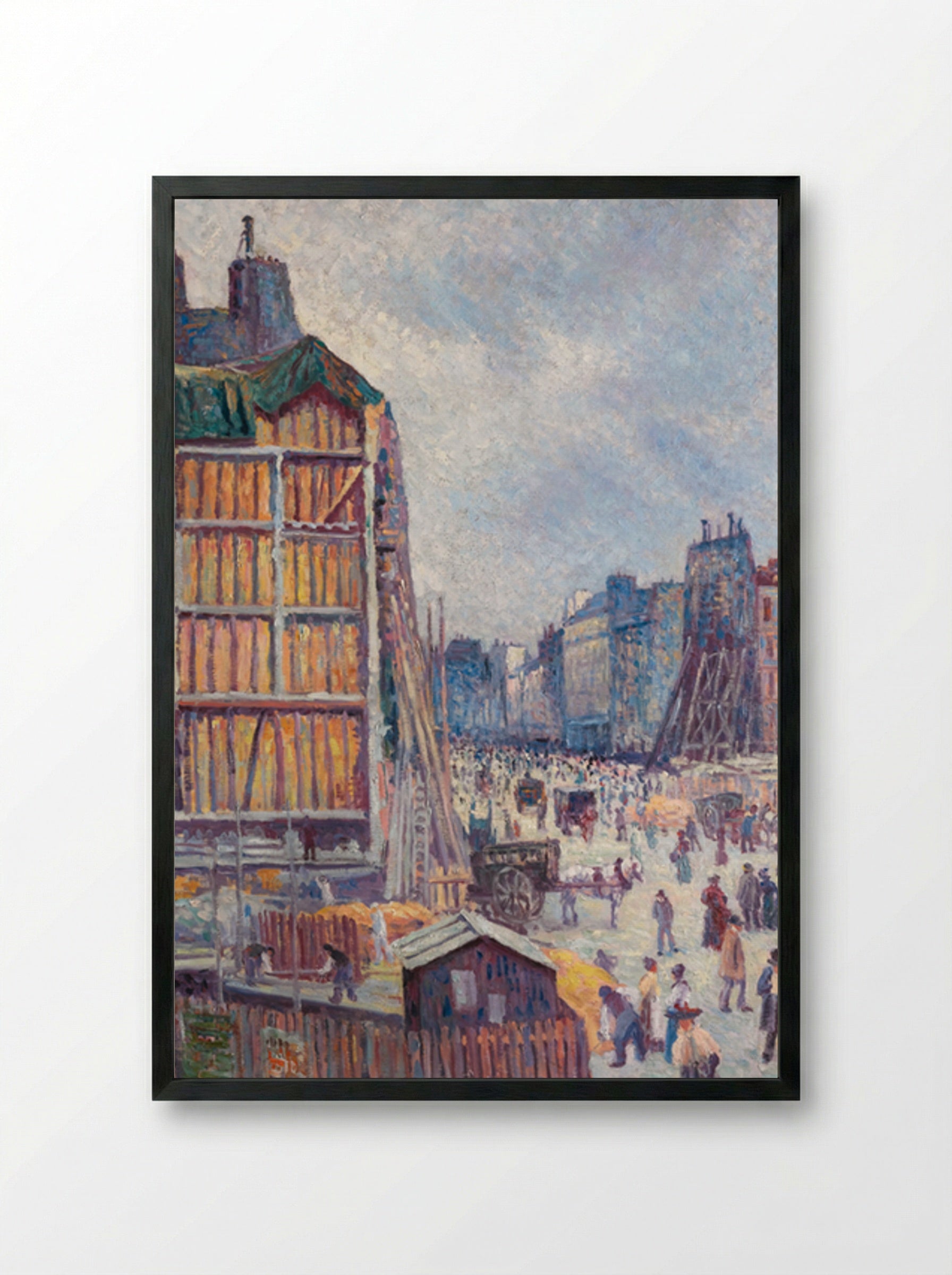 La Rue Réaumur - Maximilien Luce - Framed Print Black