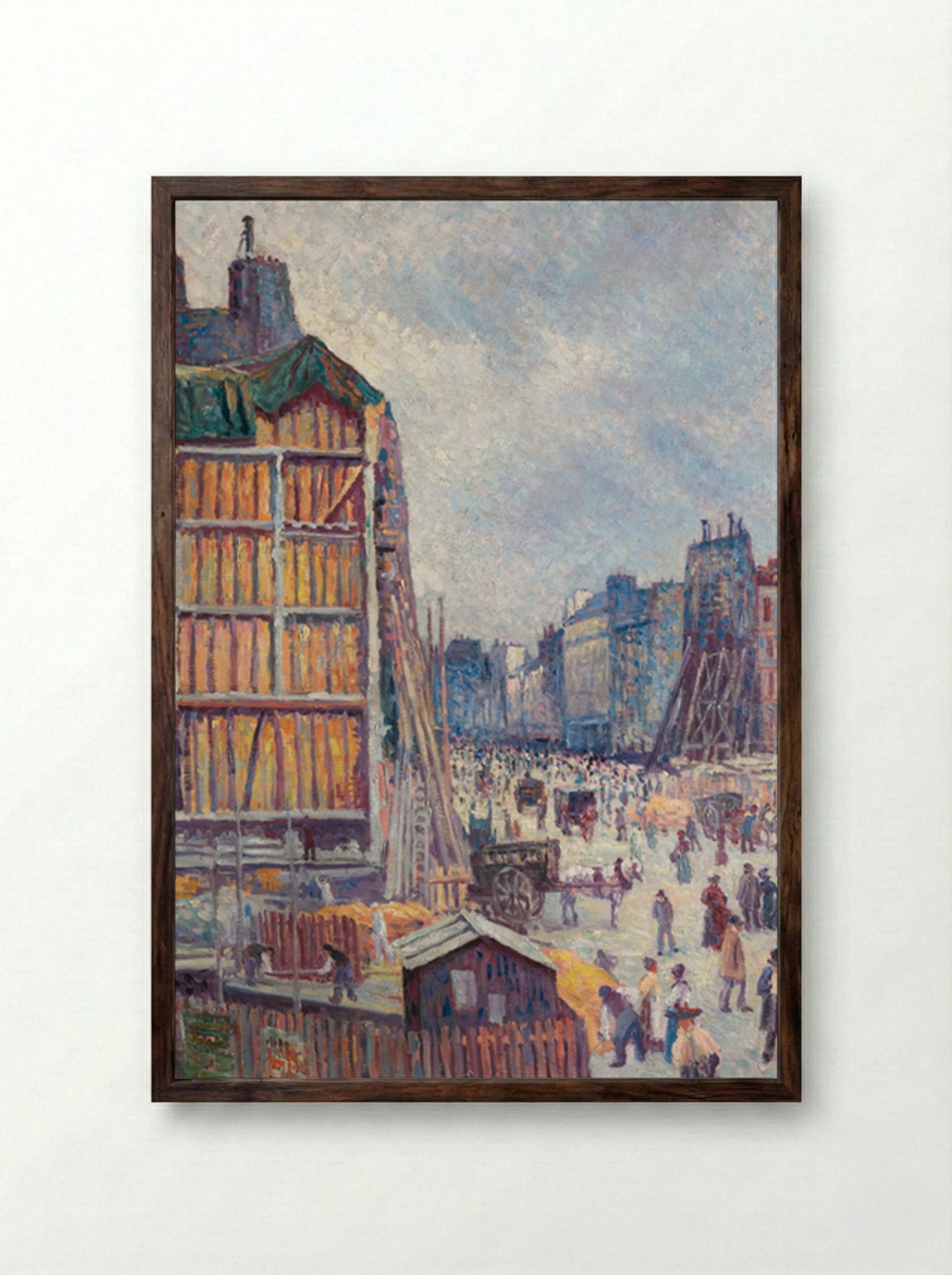 La Rue Réaumur - Maximilien Luce - Framed Print Dark Wood