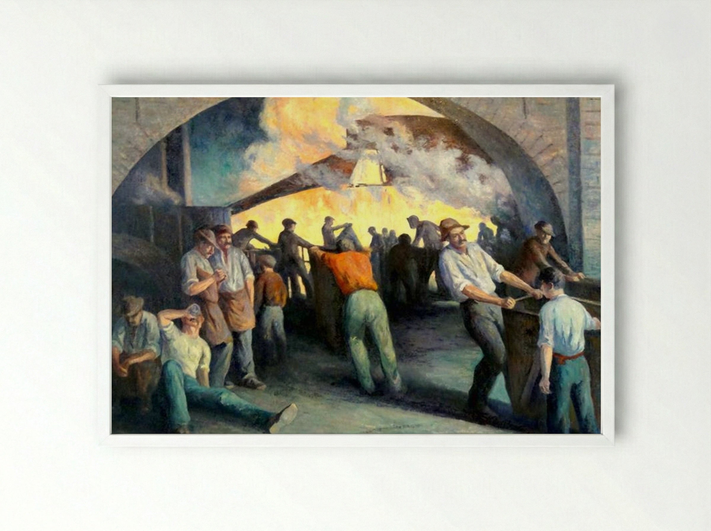 Foundry In Charleroi, La Coulée - Maximilien Luce - Framed Print White