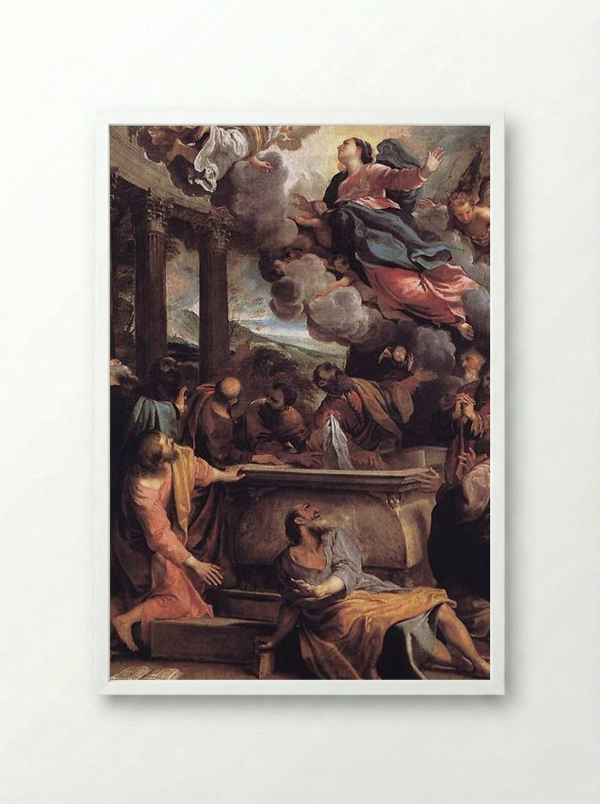 The Assumption of the Virgin - Annibale Carracci - Framed Print White