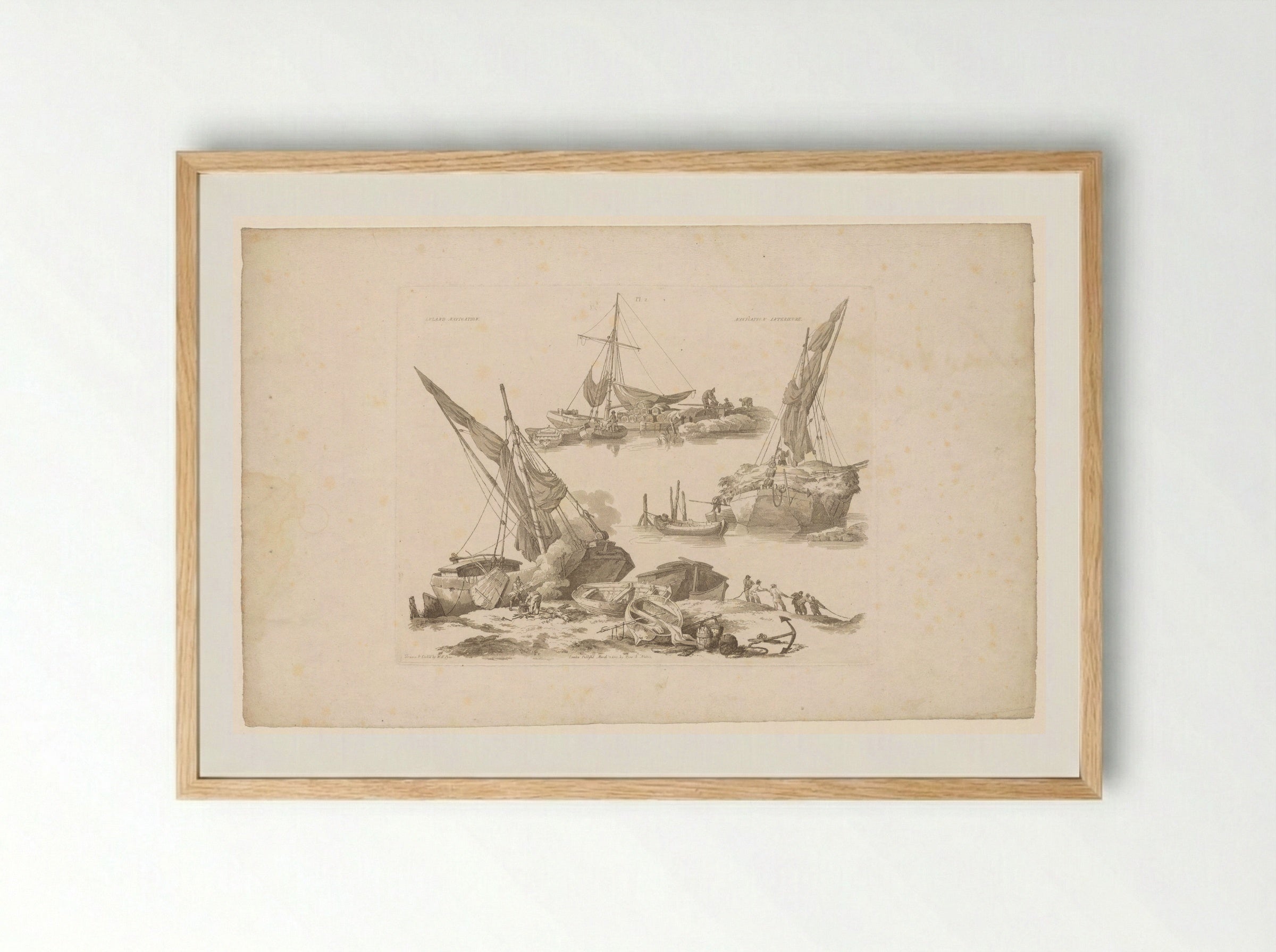 Aanlegplaatsen met vrachtschepen - John Hill - Framed Print Wood