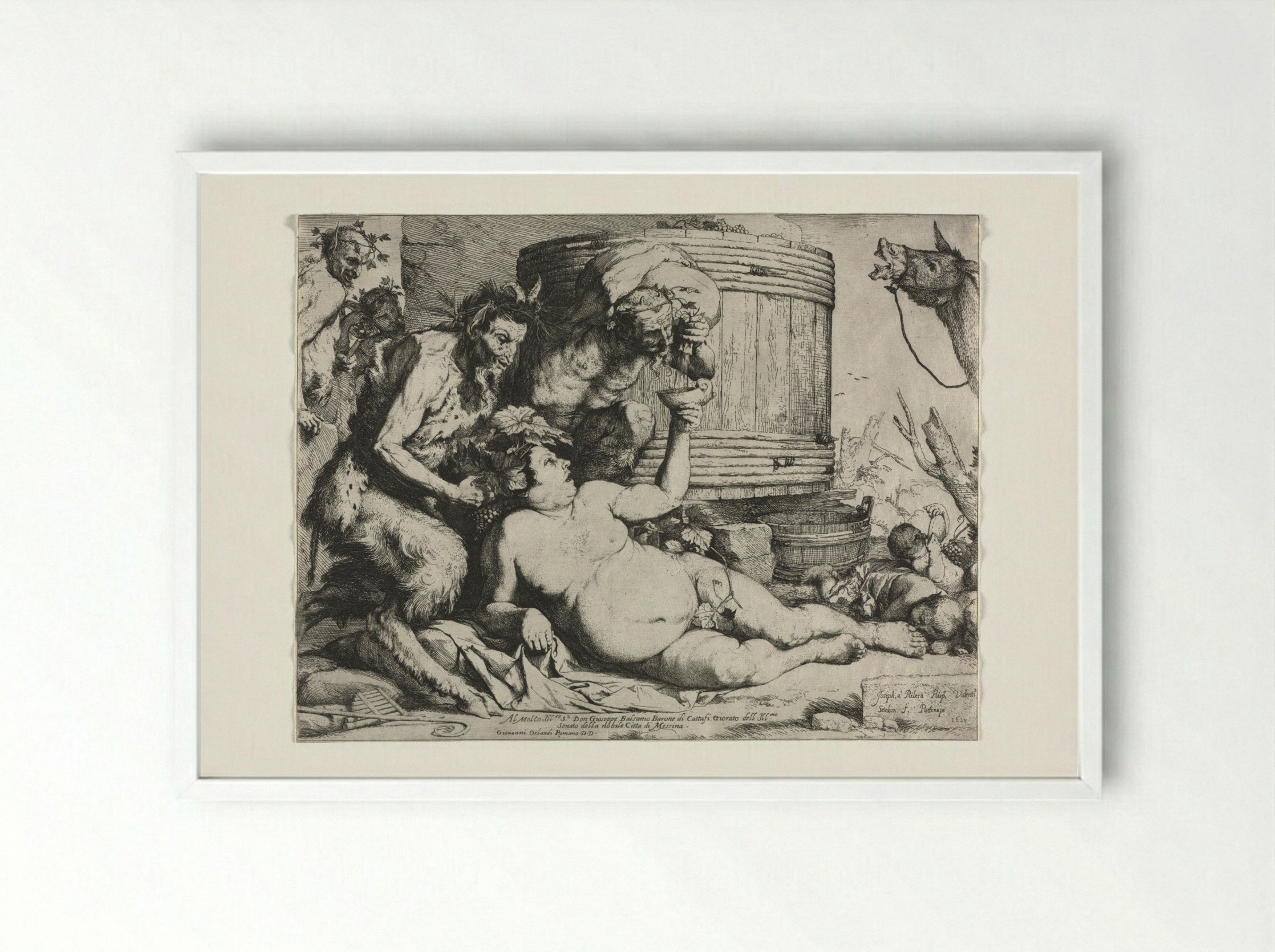 The Drunken Silenus - Jusepe de Ribera - Framed Print White