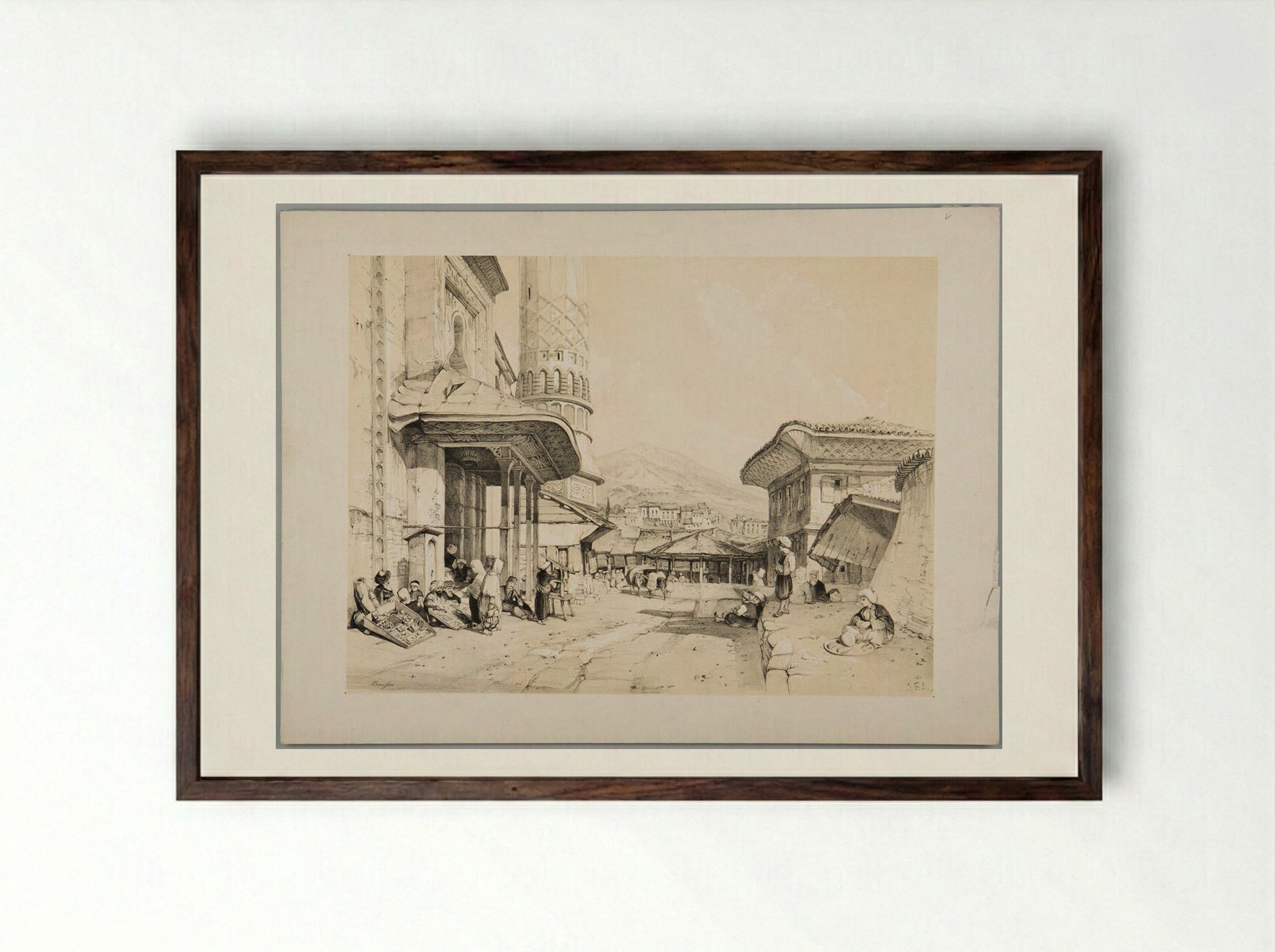 Brusa - John Frederick Lewis - Framed Print Dark Wood