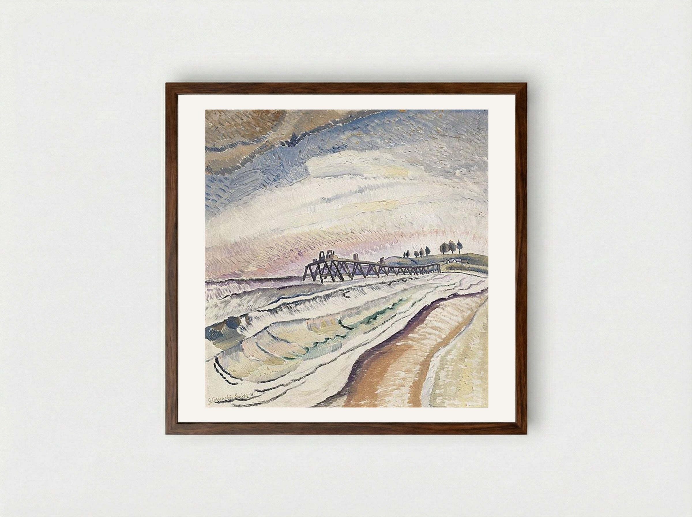 Bulli Pier, South Coast - Grace Cossington Smith - Framed Print Dark Wood