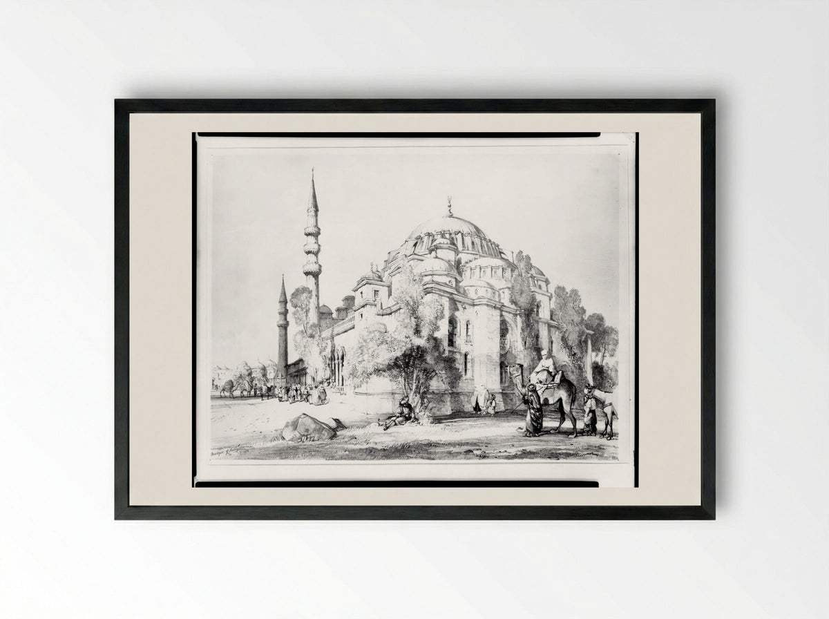 Mosque of Suleimaniyeh - John Frederick Lewis - Framed Print Black