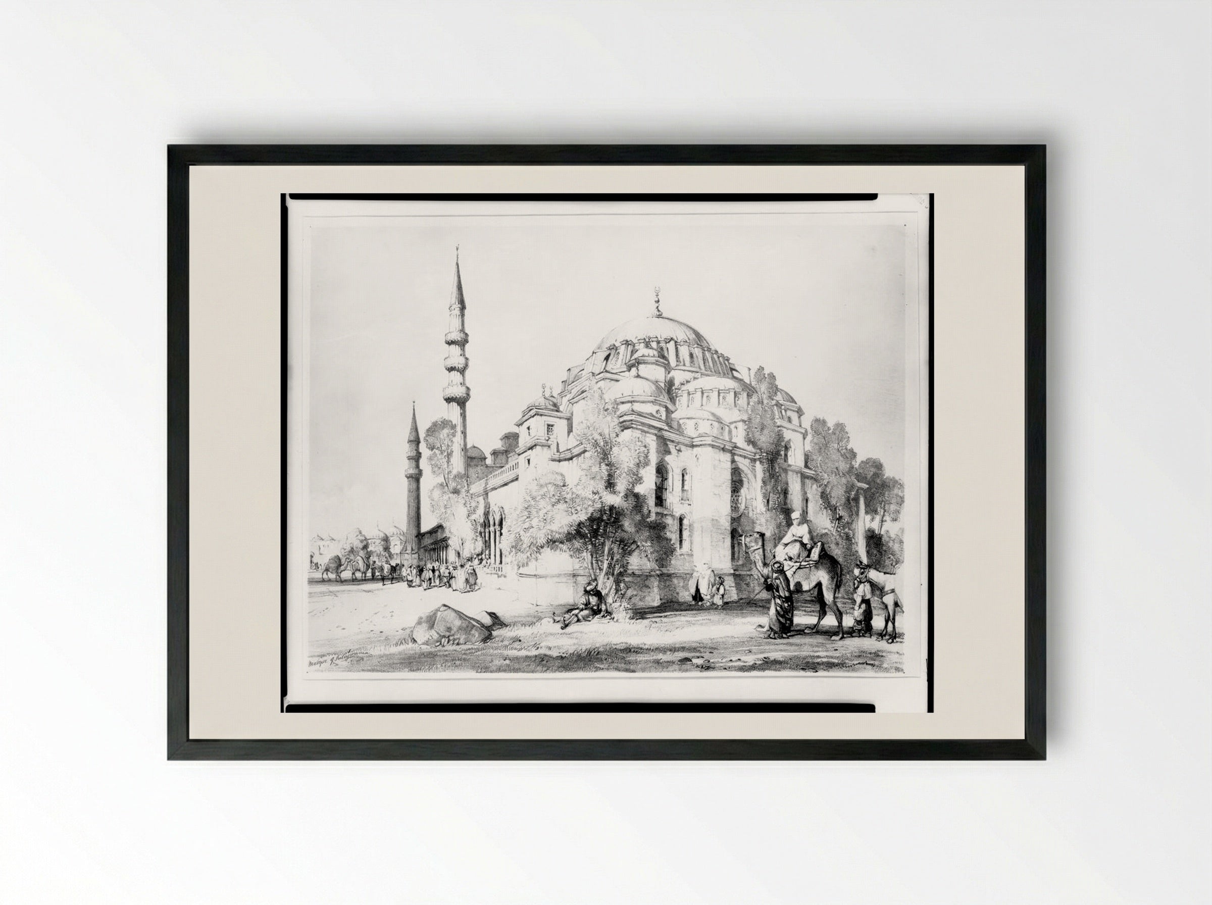 Mosque of Suleimaniyeh - John Frederick Lewis - Framed Print Black