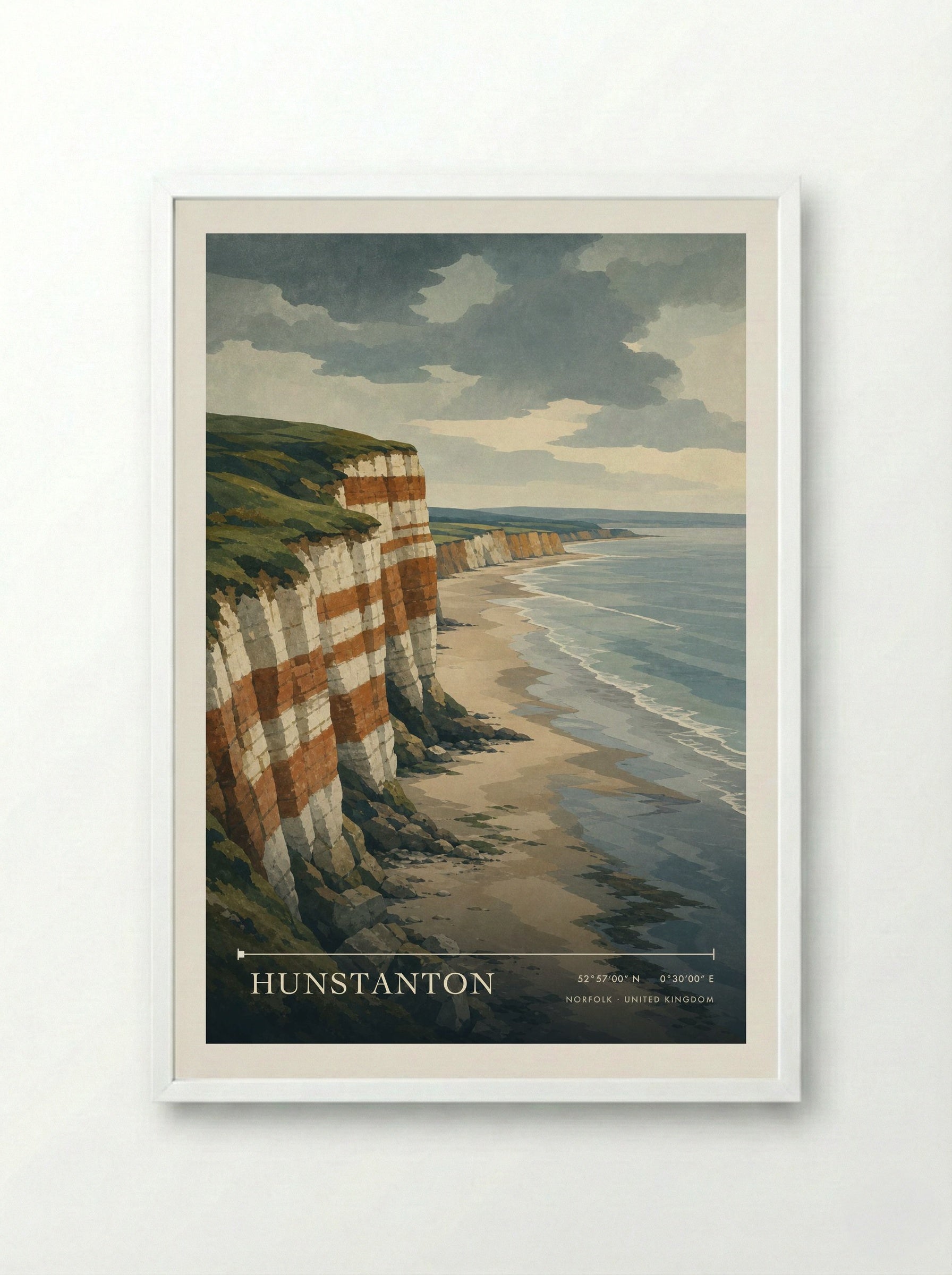 Hunstanton Norfolk United Kingdom Travel Poster - Framed Print White