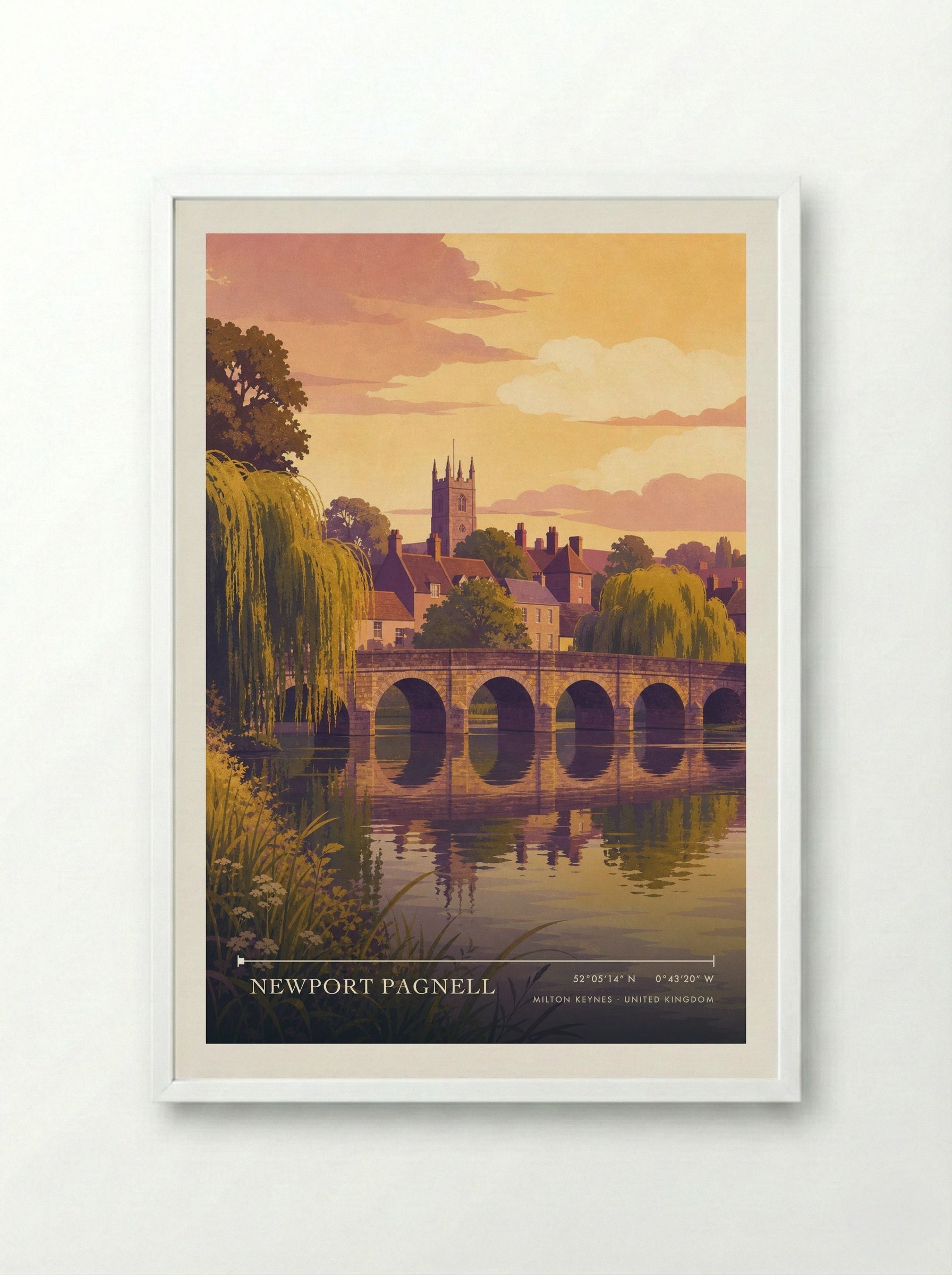 Newport Pagnell Milton Keynes United Kingdom Travel Poster - Framed Print White