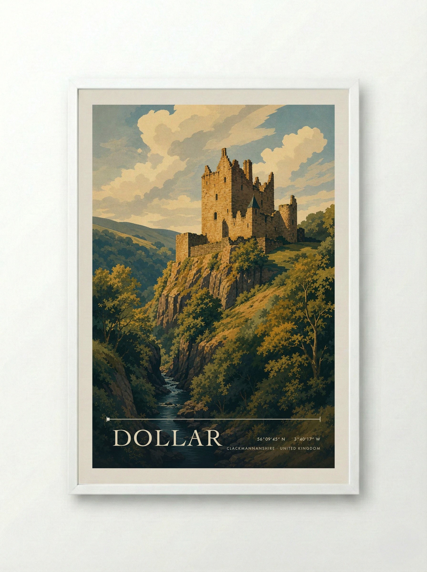Dollar Clackmannanshire United Kingdom Travel Poster - Framed Print White