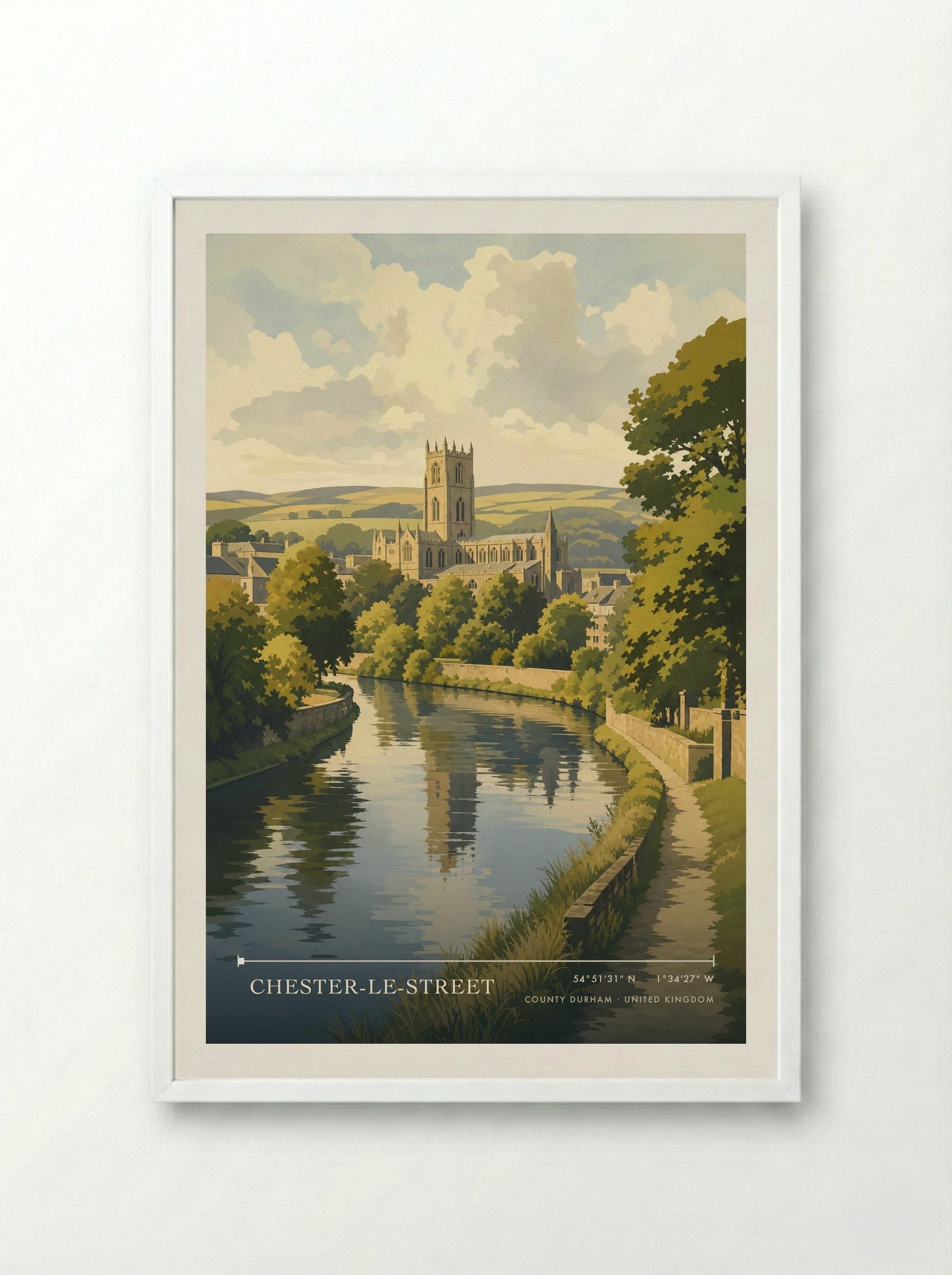 Chester-le-Street County Durham United Kingdom Travel Poster - Framed Print White