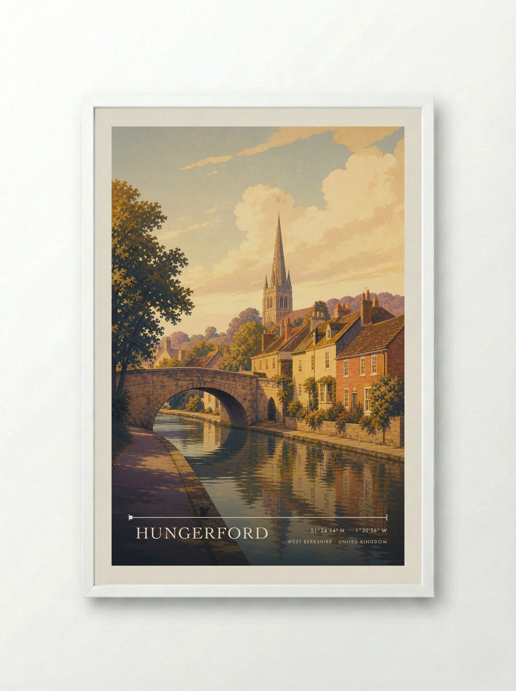 Hungerford West Berkshire United Kingdom Travel Poster - Framed Print White