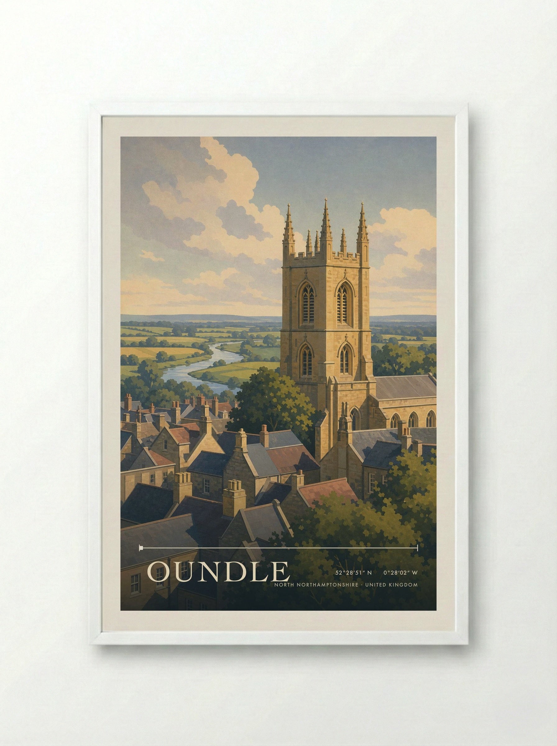 Oundle North Northamptonshire United Kingdom Travel Poster - Framed Print White