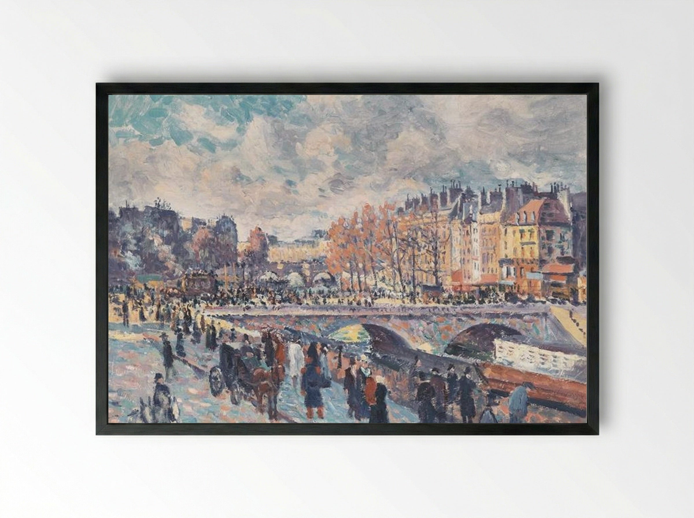 Seinequai in Paris - Maximilien Luce - Framed Print Black