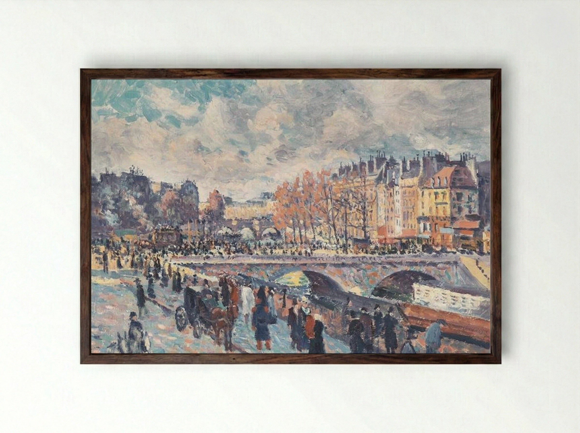 Seinequai in Paris - Maximilien Luce - Framed Print Dark Wood