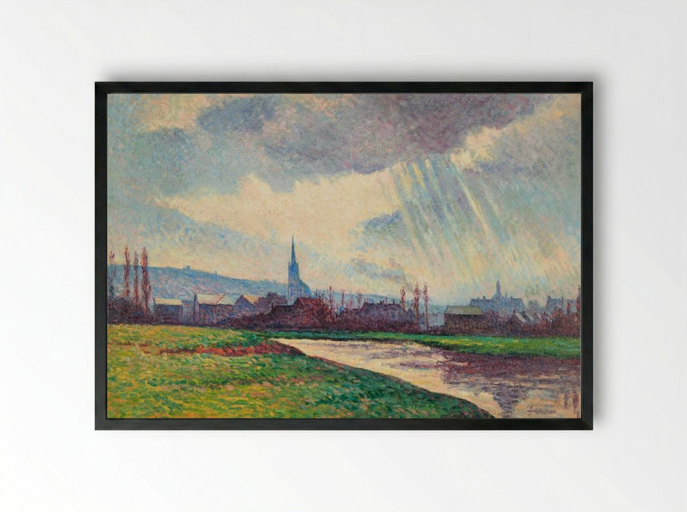 Landscape with River - Maximilien Luce - Framed Print Black