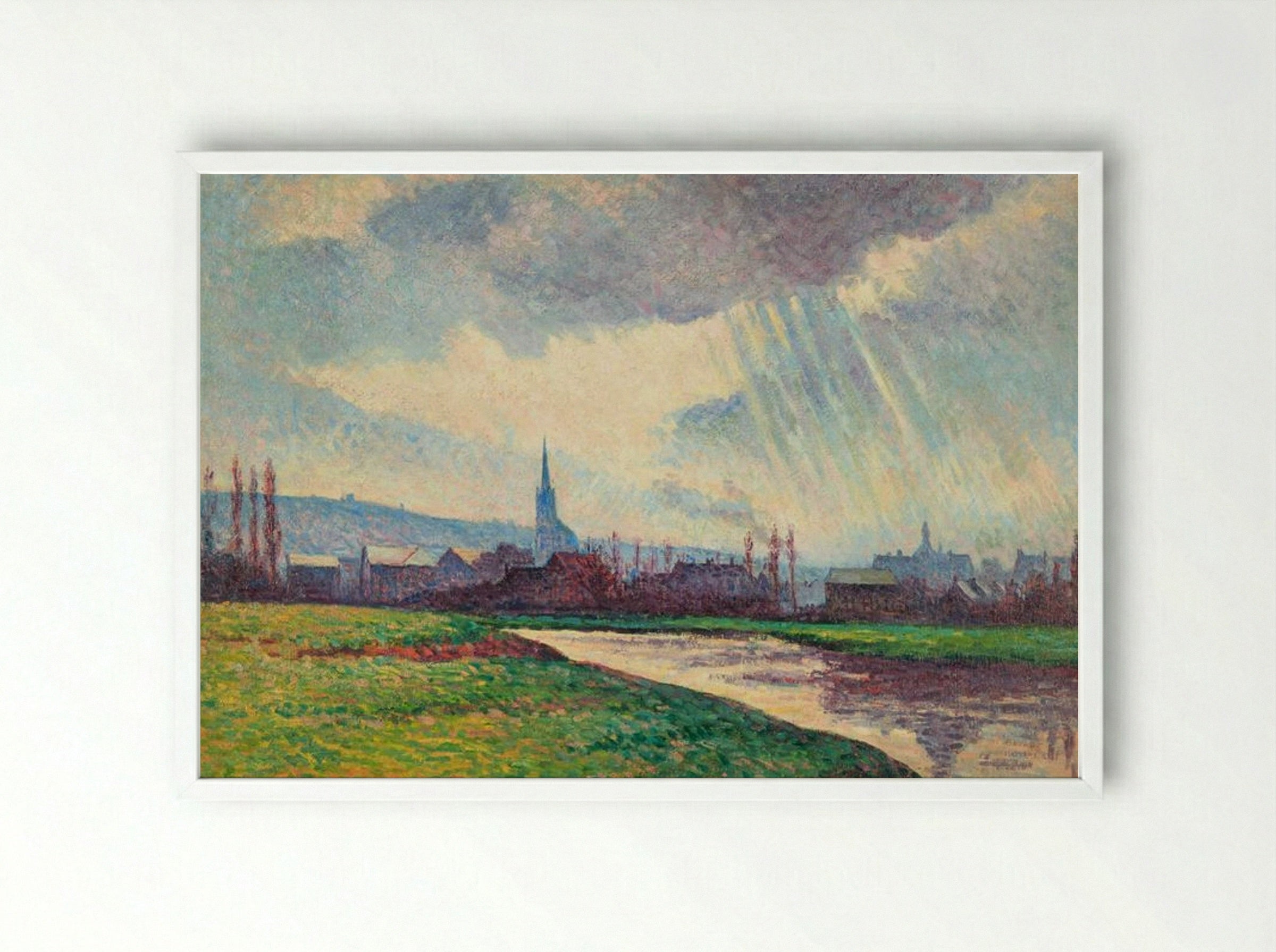 Landscape with River - Maximilien Luce - Framed Print White